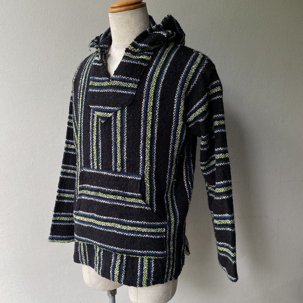 Vintage Black & Green Striped Baja Hoodie Size US M / EU 48-50 / 2 - 9 Thumbnail