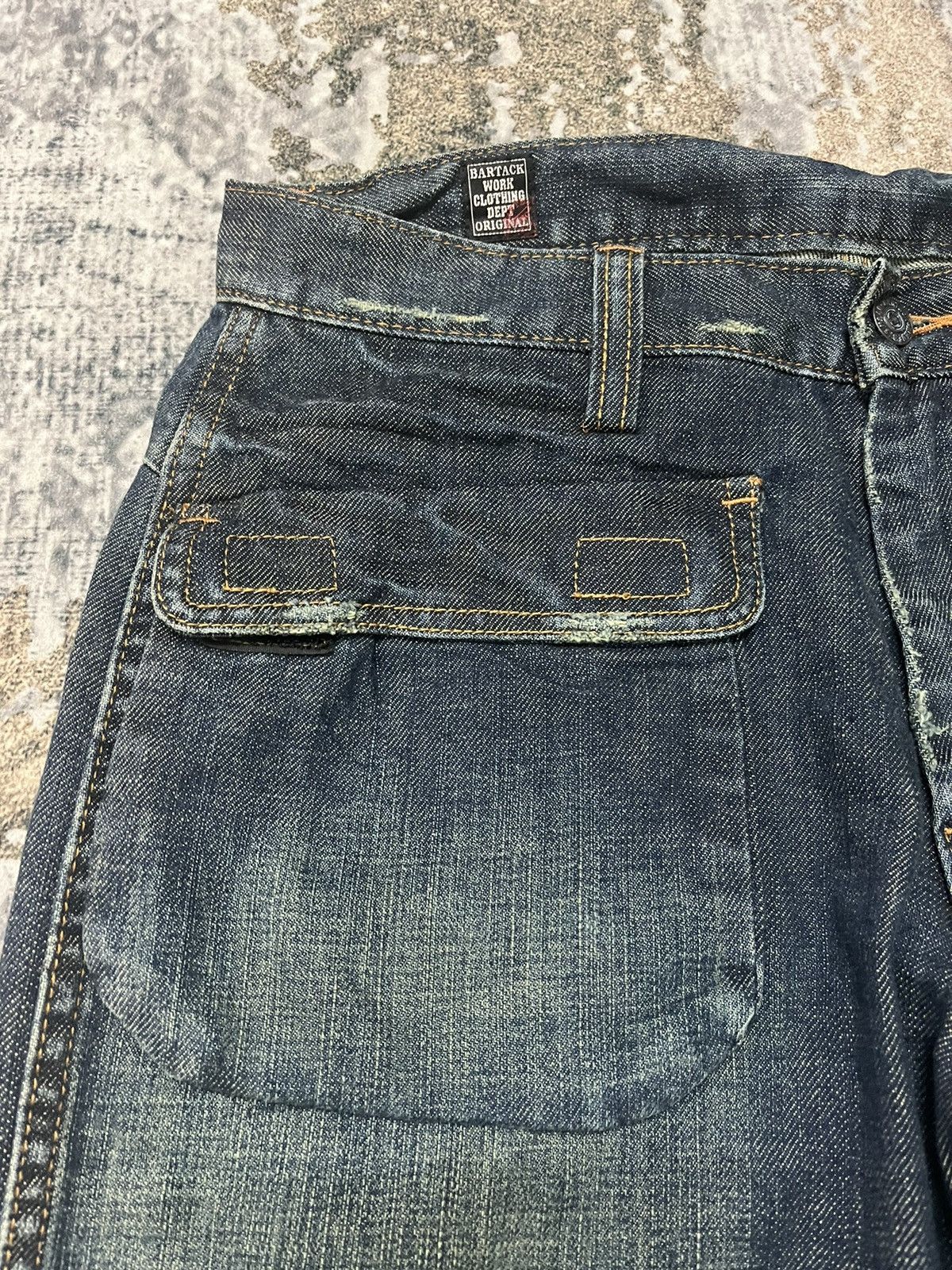 Japanese Brand Bartack Work Denim Jeans Pocket Tape