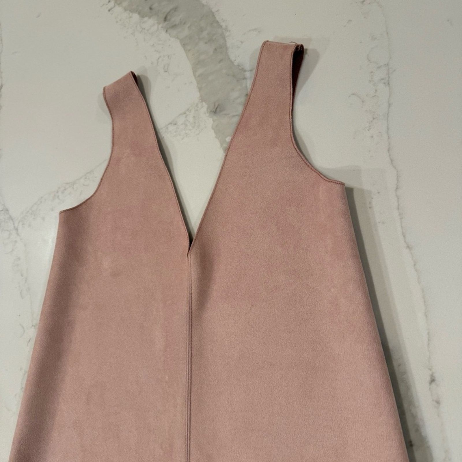 Zara Zara Faux Suede Sleeveless Plunge VNeck Mini Dress Womens S Size S / US 4 / IT 40 - 4 Thumbnail