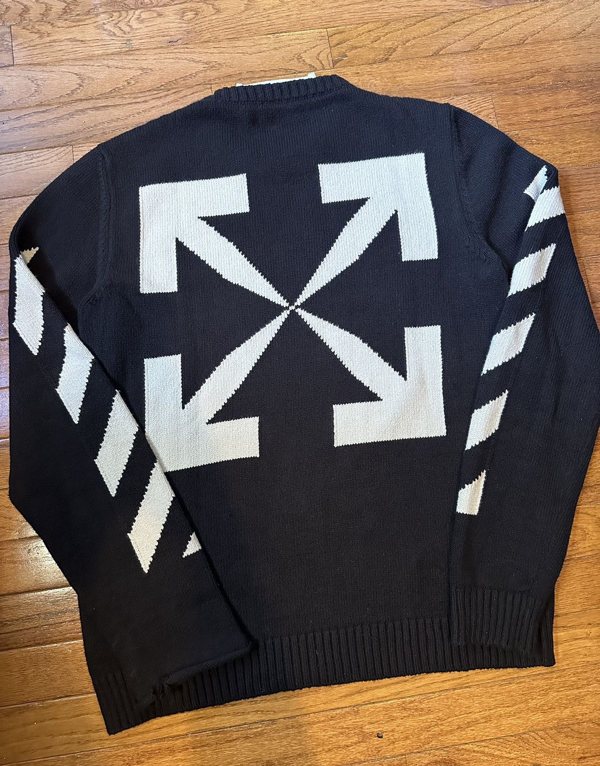 Off-White Virgil Era Off-White Distressed Knitted Sweater Size US L / EU 52-54 / 3 - 2 Thumbnail