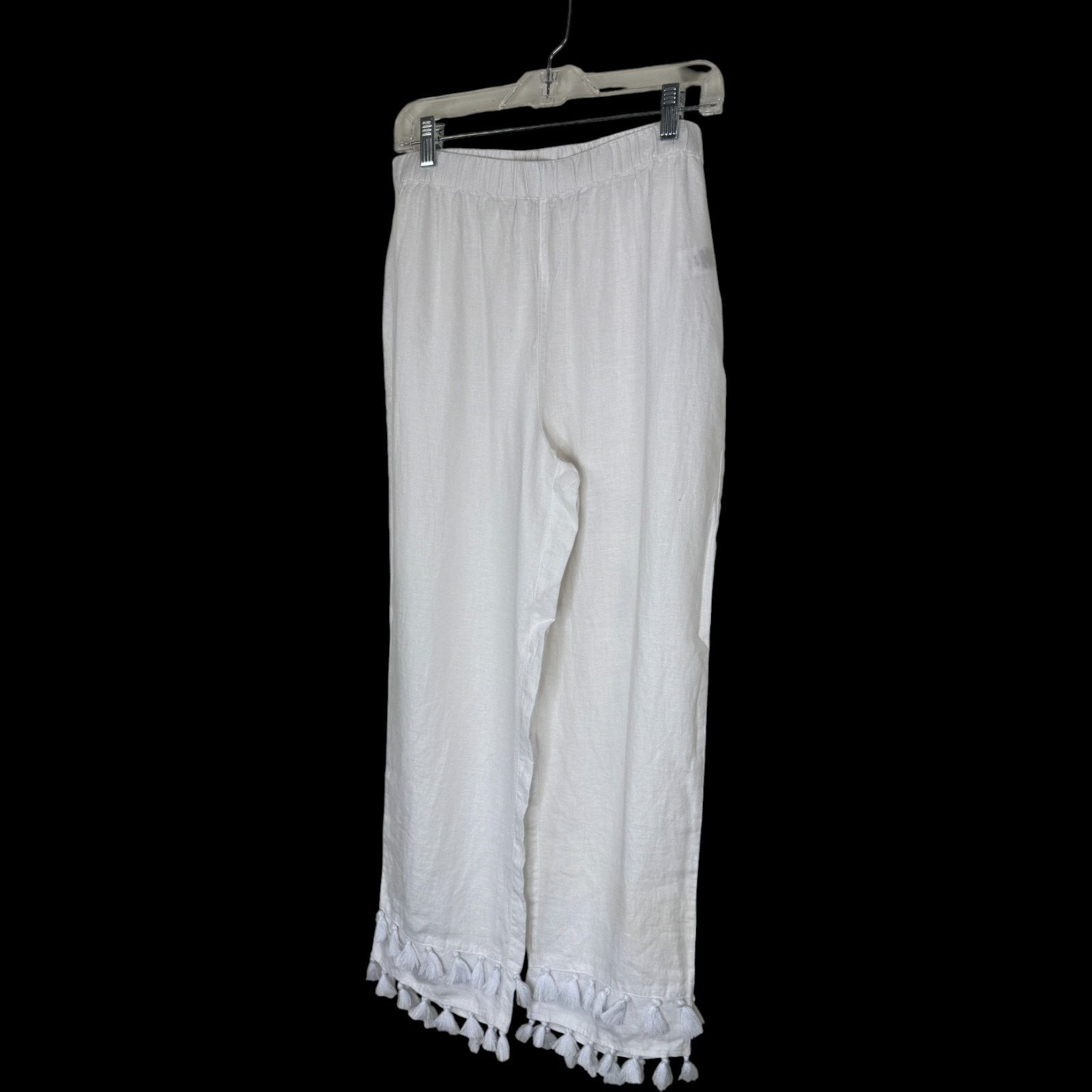 Rachel Zoe Rachel Zoe Linen Pants M White Tassel Wide Leg 100% Linen Size 26" / US 2 / IT 38 - 6 Thumbnail