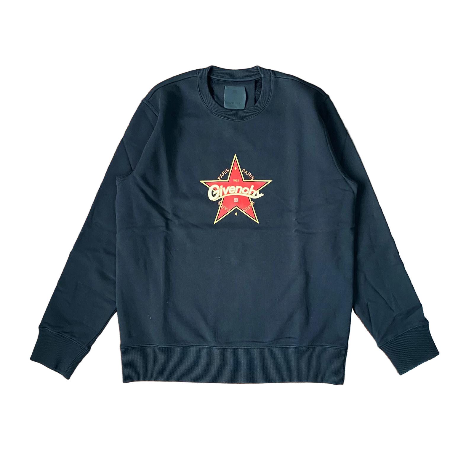 Givenchy Black Red Star Logo Sweatshirt Size US M / EU 48-50 / 2 - 1 Thumbnail