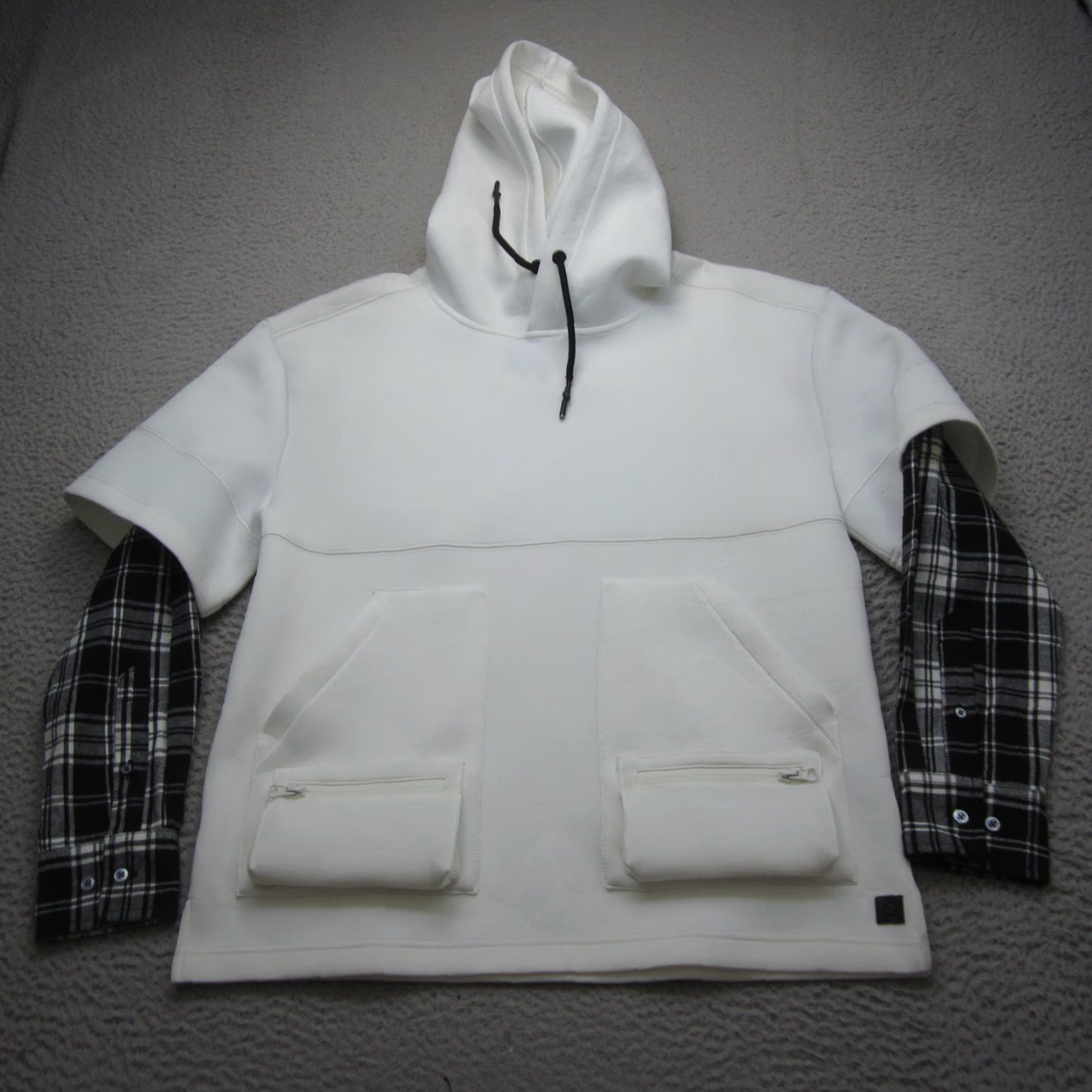 Madison VINTAGE Madison Supply Sweater Mens Small White Double Layer Flannel Sleeve Hoodie Size US S / EU 44-46 / 1 - 2 Thumbnail