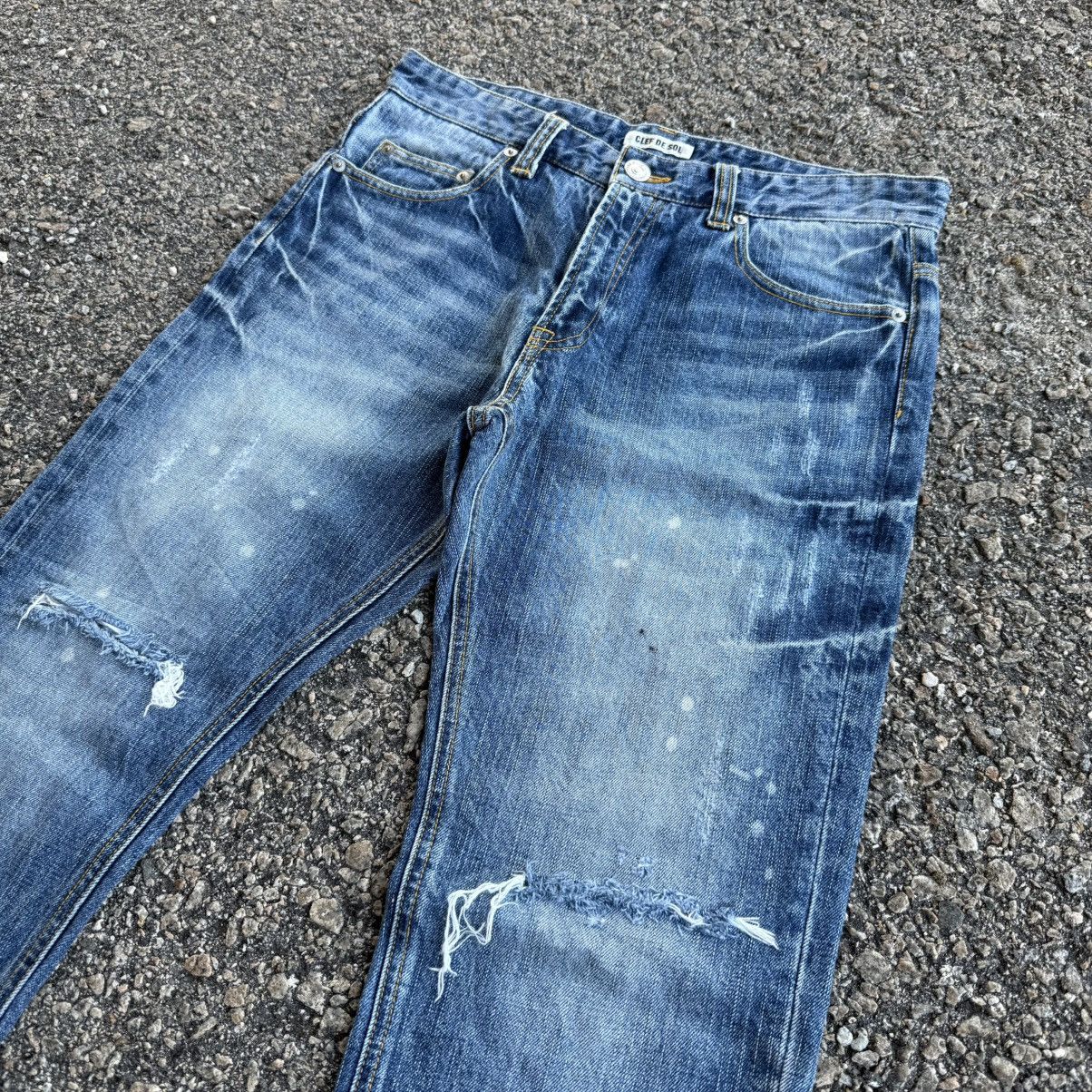 Japanese Brand VINTAGE CLEF DE SOL FADED RIPPEP JEAN DENIM PANTS Size US 33 - 6 Thumbnail