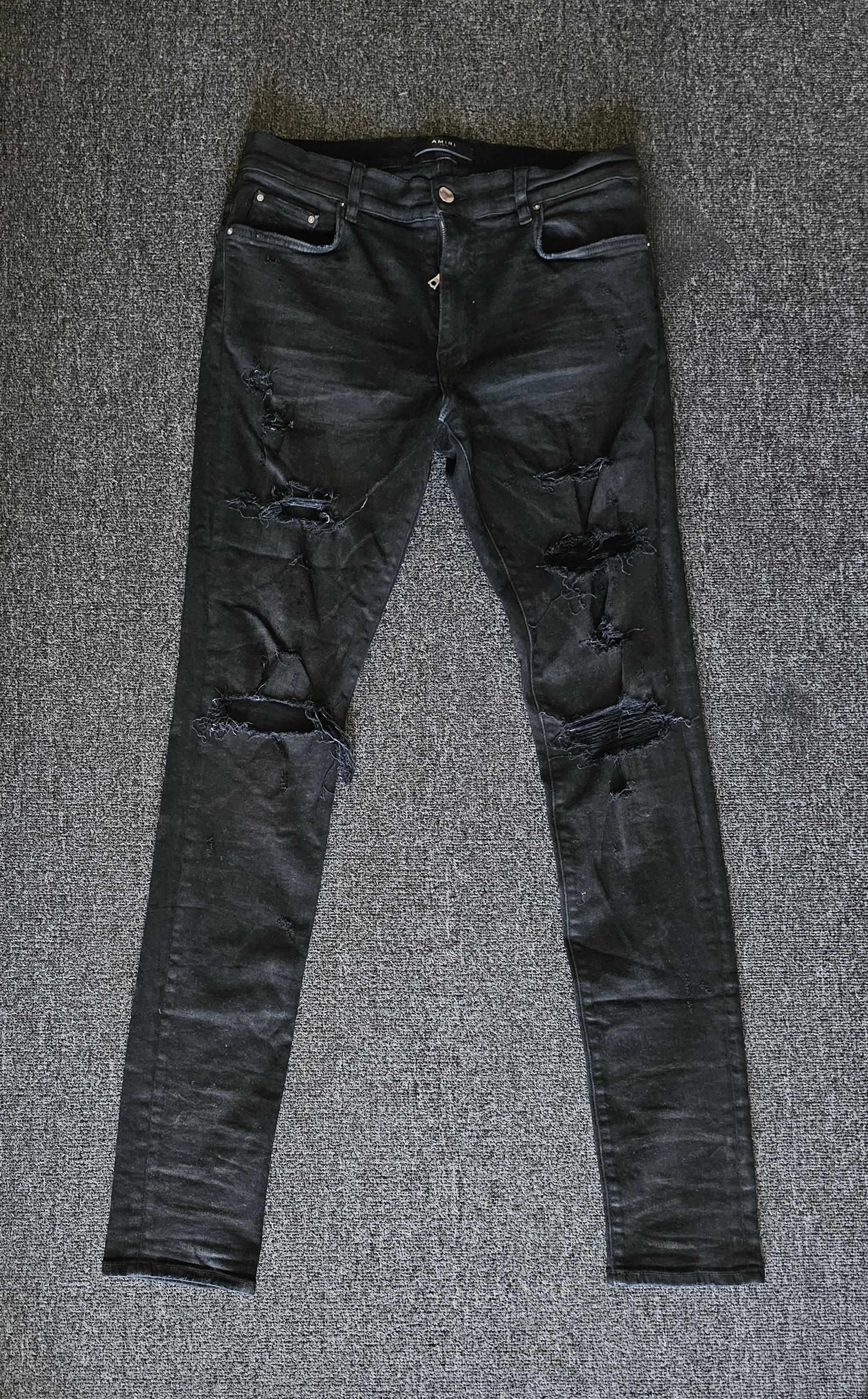 Amiri Men's Ripped Coated Jeans Size 32