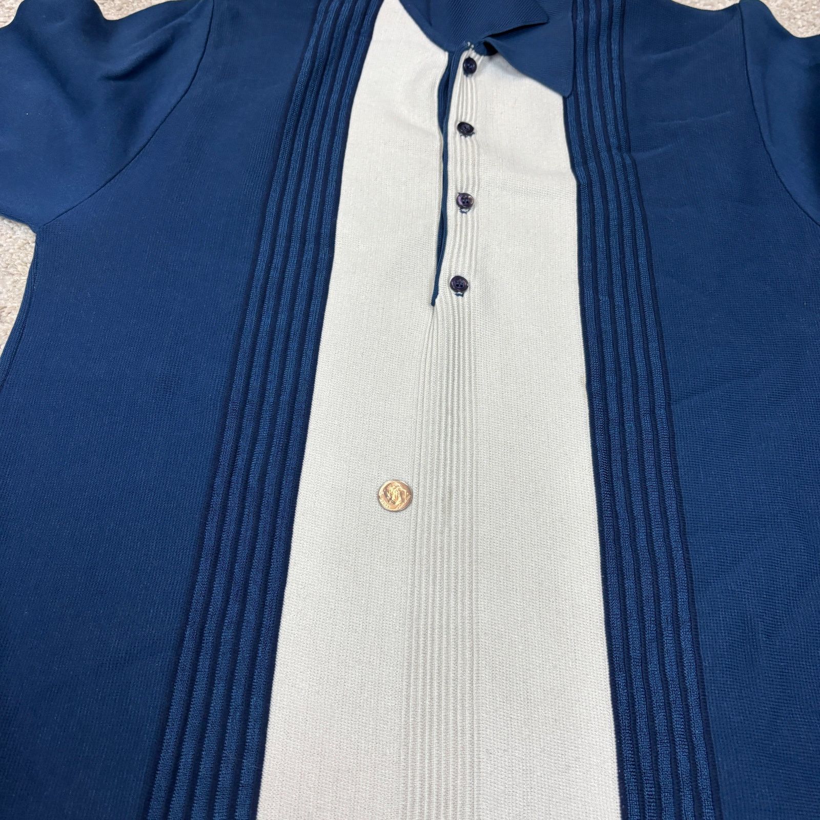 Vintage Vintage 60s Leonardo Strassi Nylon Knit Stripe Polo Men's M Size US M / EU 48-50 / 2 - 7 Thumbnail