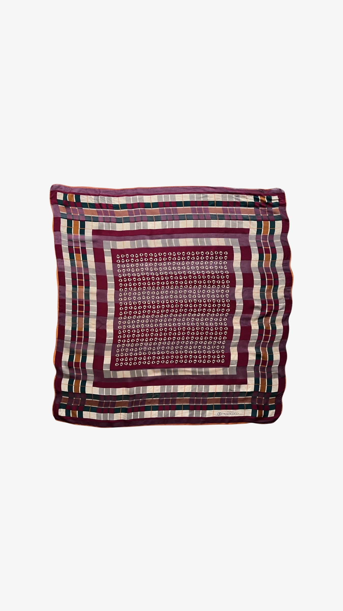 Paolo Gucci Vintage 80s Paolo Gucci Horsebit & Tartan Print Silk Scarf Size ONE SIZE - 1 Thumbnail