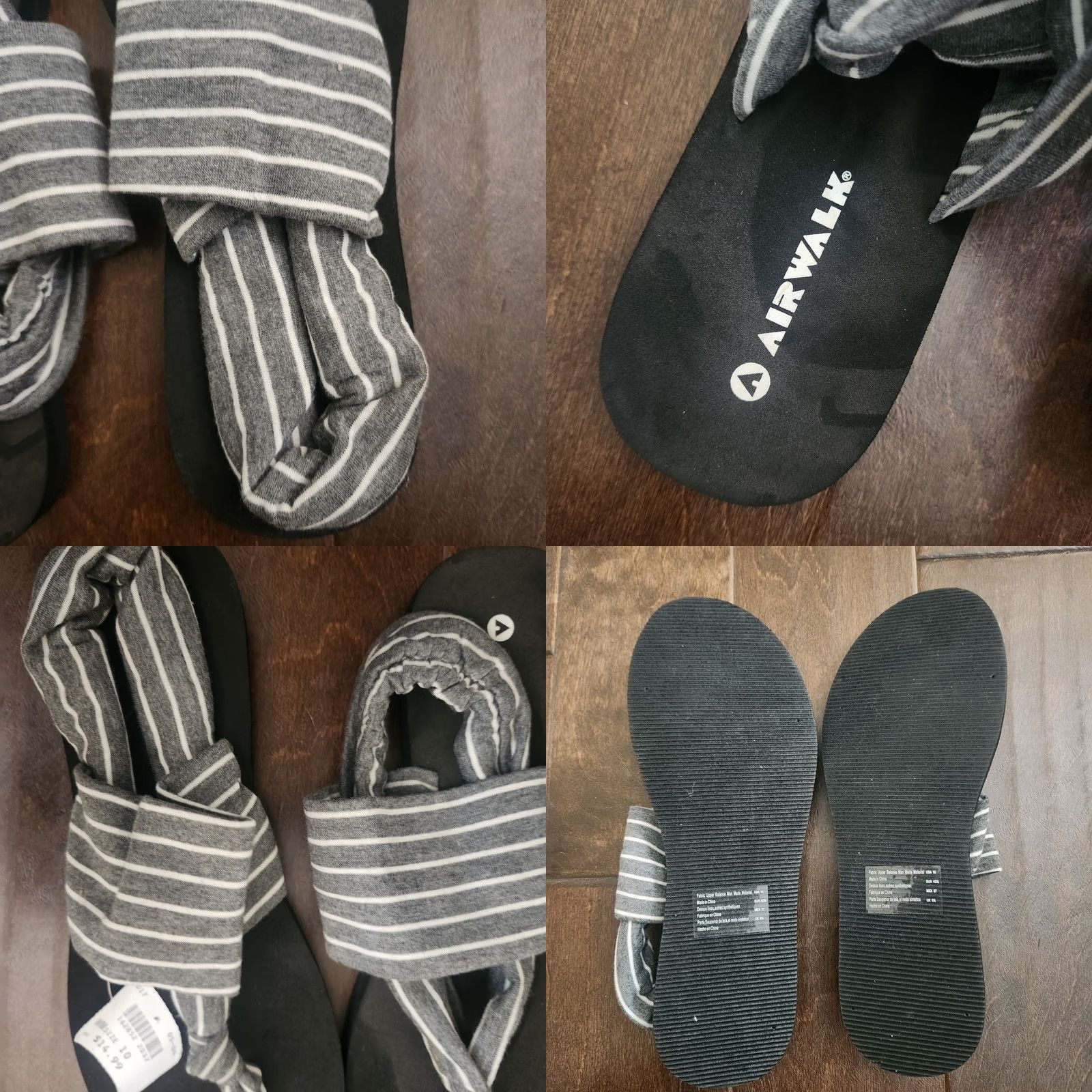 Airwalk Airwalk Womens Sandals Flip Flop Size 10 Gray Stripe Black Cloth Wrap Striped Womens Shoes Size US 10 / IT 40 - 8 Thumbnail