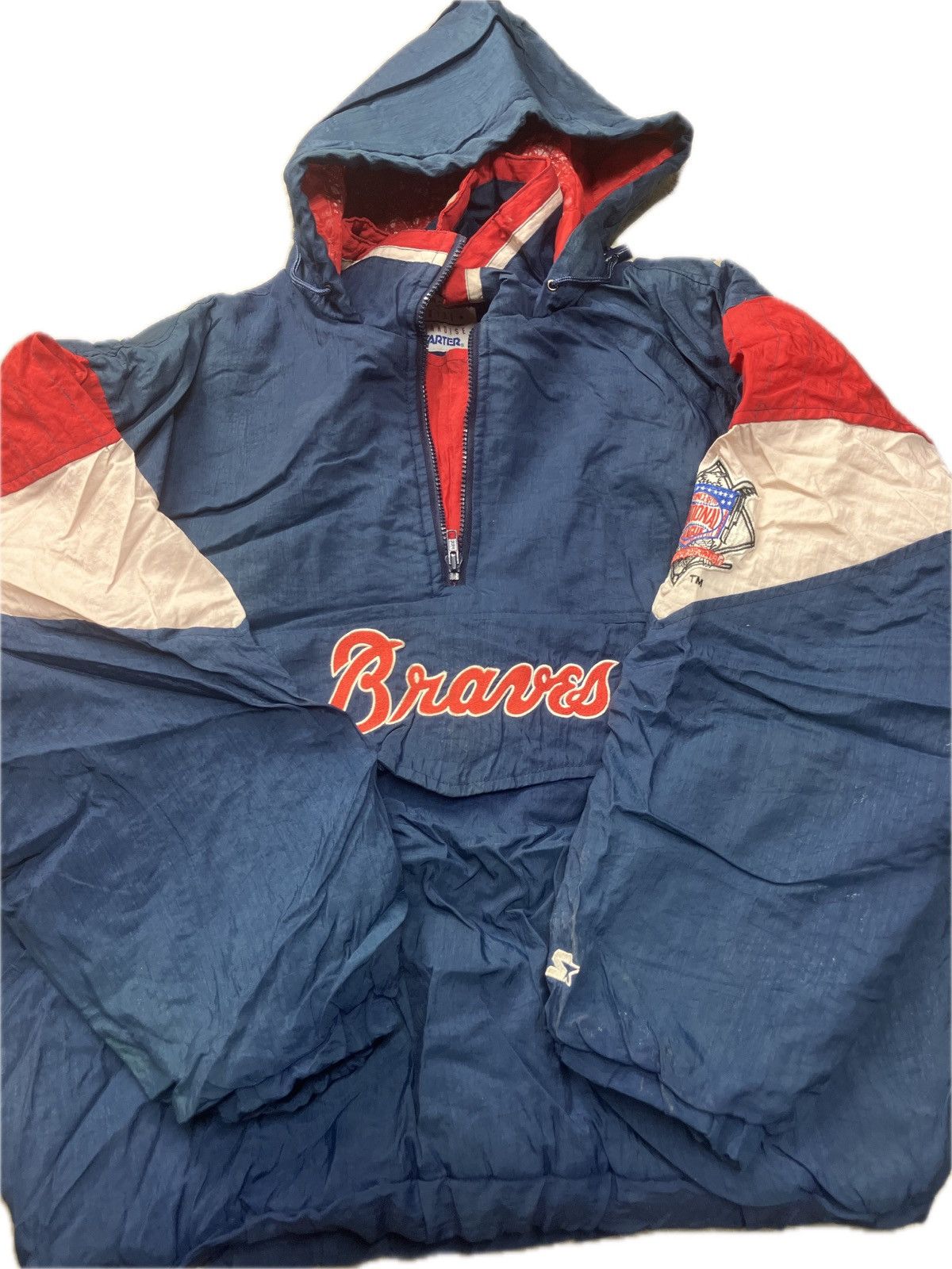 MLB × Starter × Vintage 90’s Starter Anorak Jacket Atlanta Braves Size US L / EU 52-54 / 3 - 3 Thumbnail