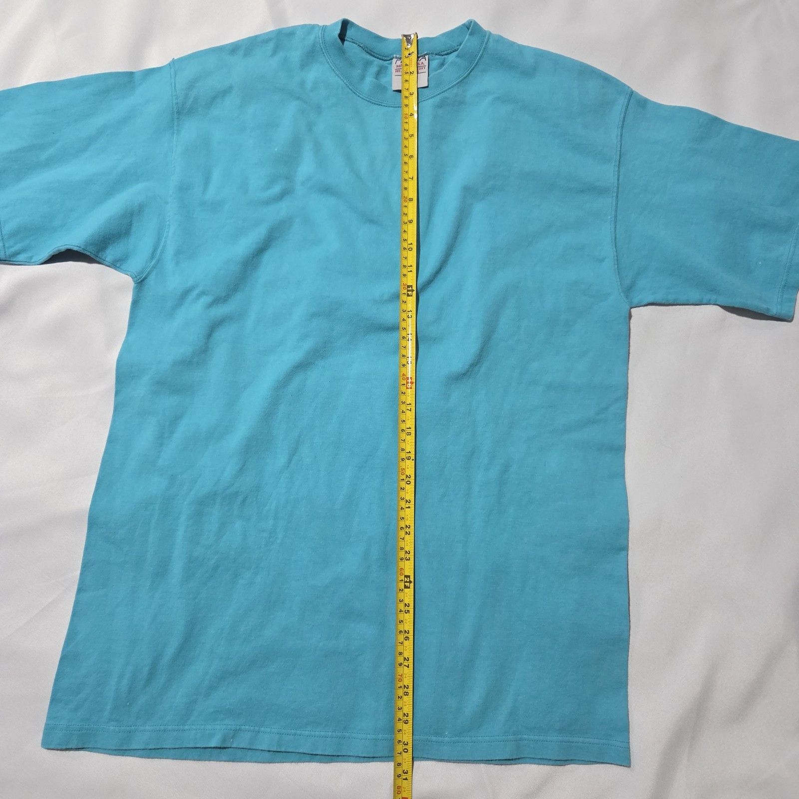 Vintage Vintage 90s Pluma Heavyweight Blank Tee - Made in USA - Teal Size US L / EU 52-54 / 3 - 4 Thumbnail