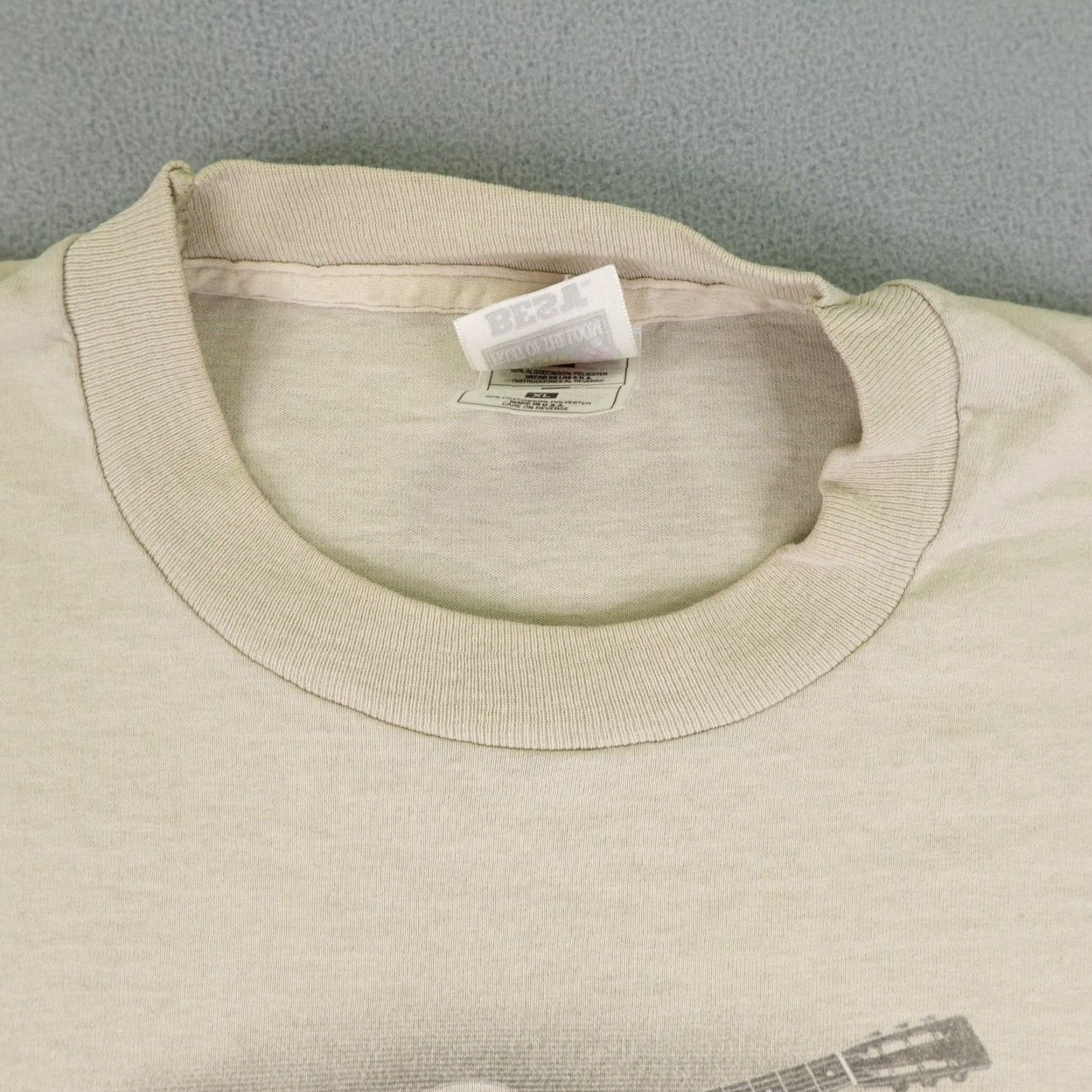 Fruit Of The Loom VINTAGE Nashville Shirt Mens XL Beige Tan 90s Music Country Cotton Polyester Knit T-Shirt Logo Size US XL / EU 56 / 4 - 3 Thumbnail