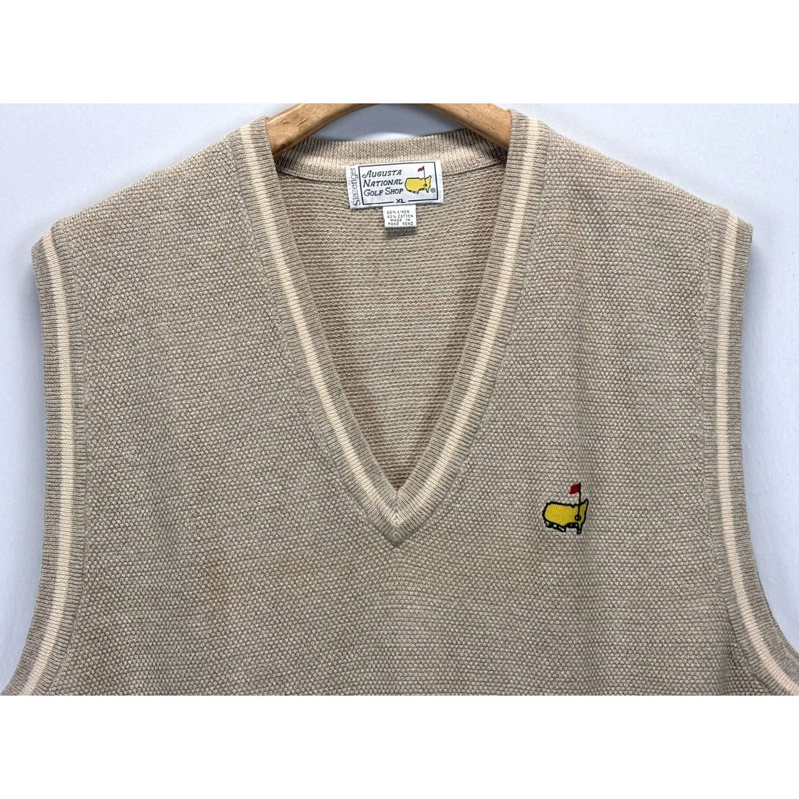 Vintage VINTAGE Slazenger Resort Linen Blend Vest Mens XL Beige Tan Embroidered Golf Knitted Sleeveless V-Neck Size US XL / EU 56 / 4 - 3 Thumbnail