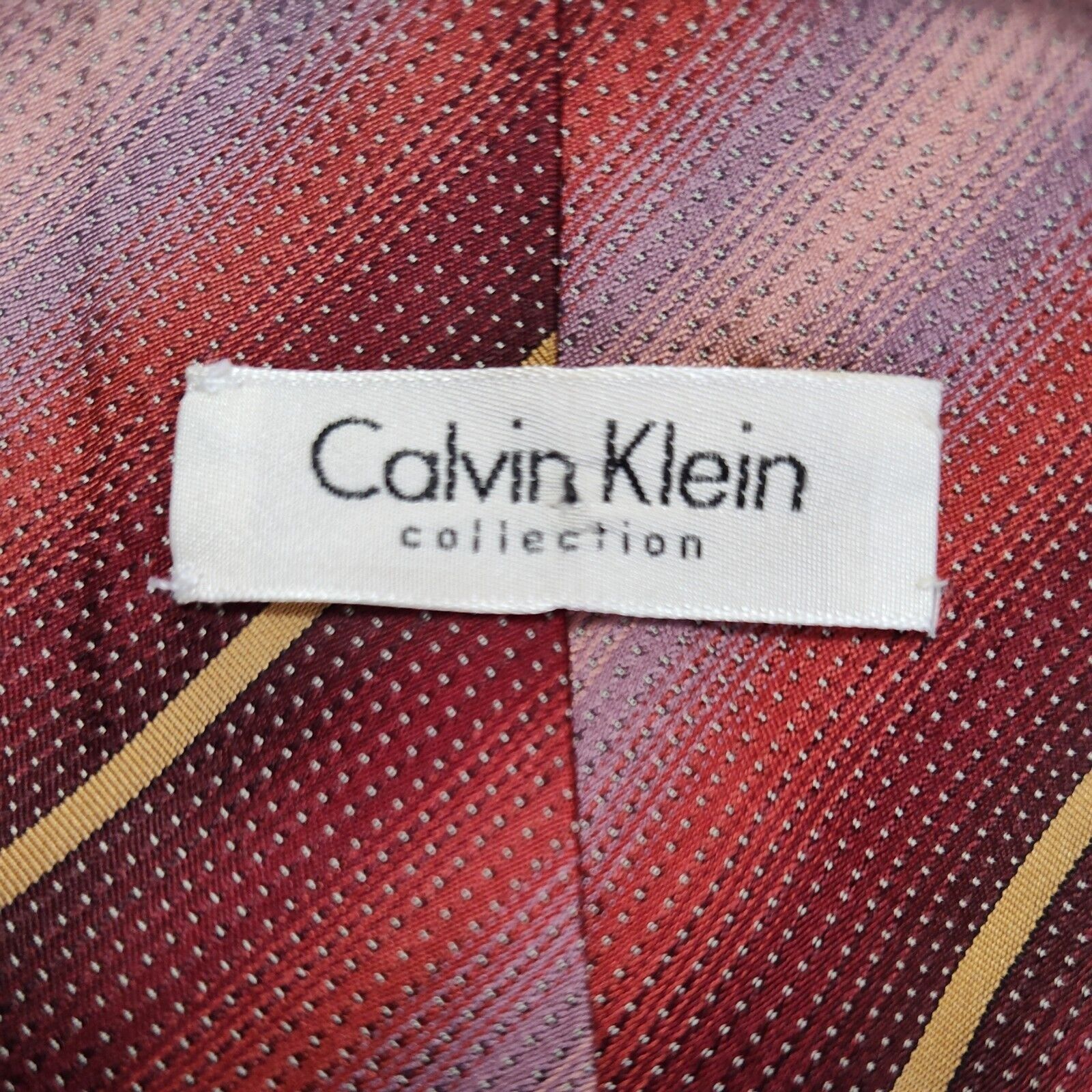 Calvin Klein Calvin Klein Silk Tie Necktie Red Gold Stripe Made in Italy Size ONE SIZE - 7 Thumbnail