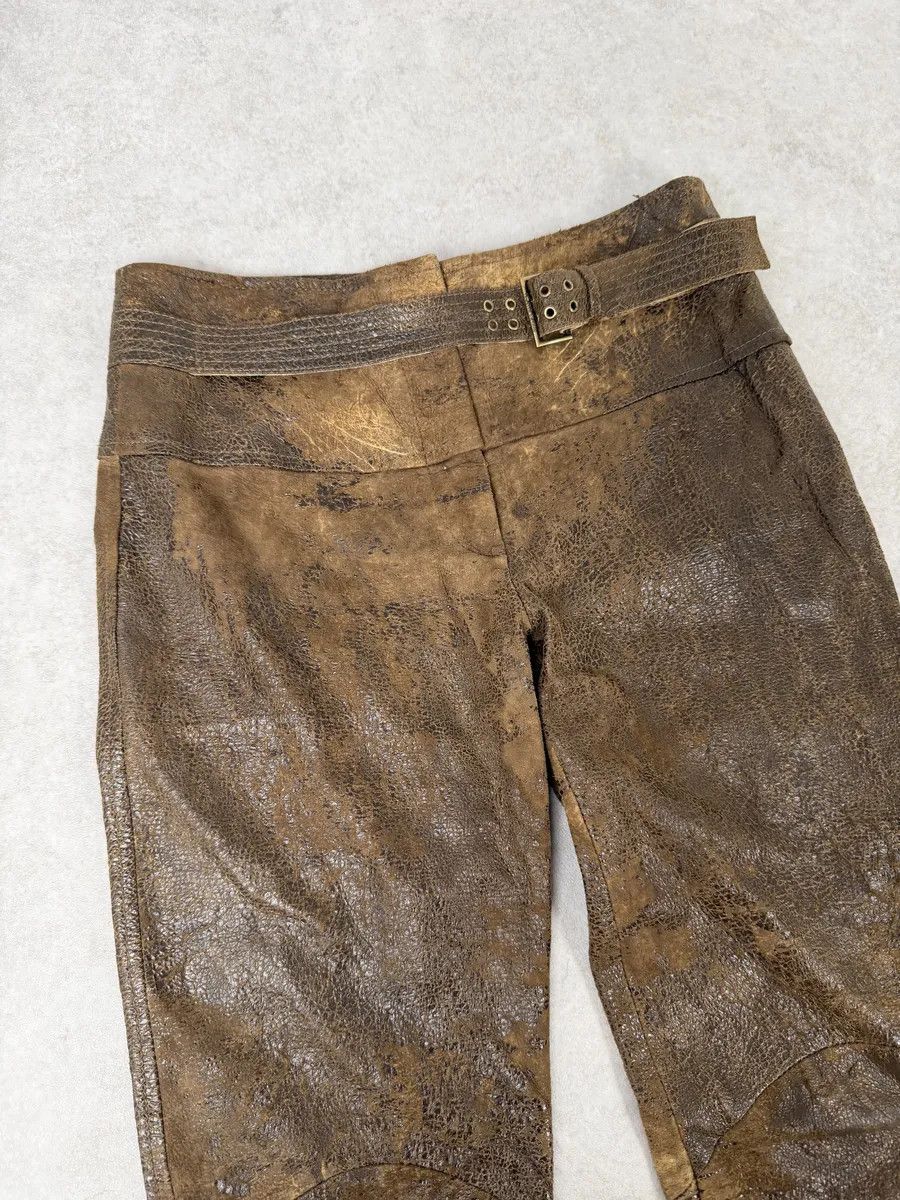Roberto Cavalli AW2000 Roberto Cavalli Brown Eroded Leather Burnt Pants Size 26" / US 2 / IT 38 - 10 Thumbnail