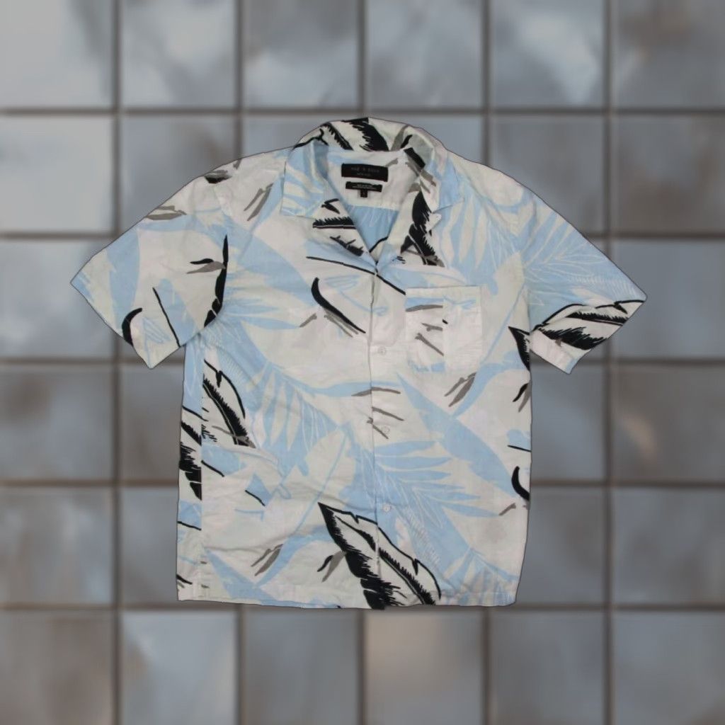 Rag & Bone VINTAGE Rag & Bone Shirt Mens Small Blue Floral Button Up Hawaiian Tiki Made in USA Size US S / EU 44-46 / 1 - 1 Thumbnail