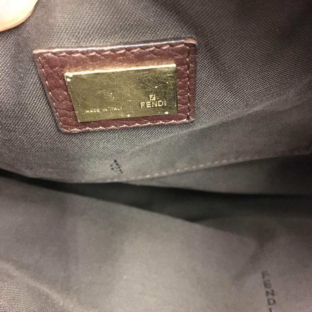 Fendi Fendi - Shoulder Bag Brown Leather Canvas FF Gold Charm Size ONE SIZE - 4 Thumbnail
