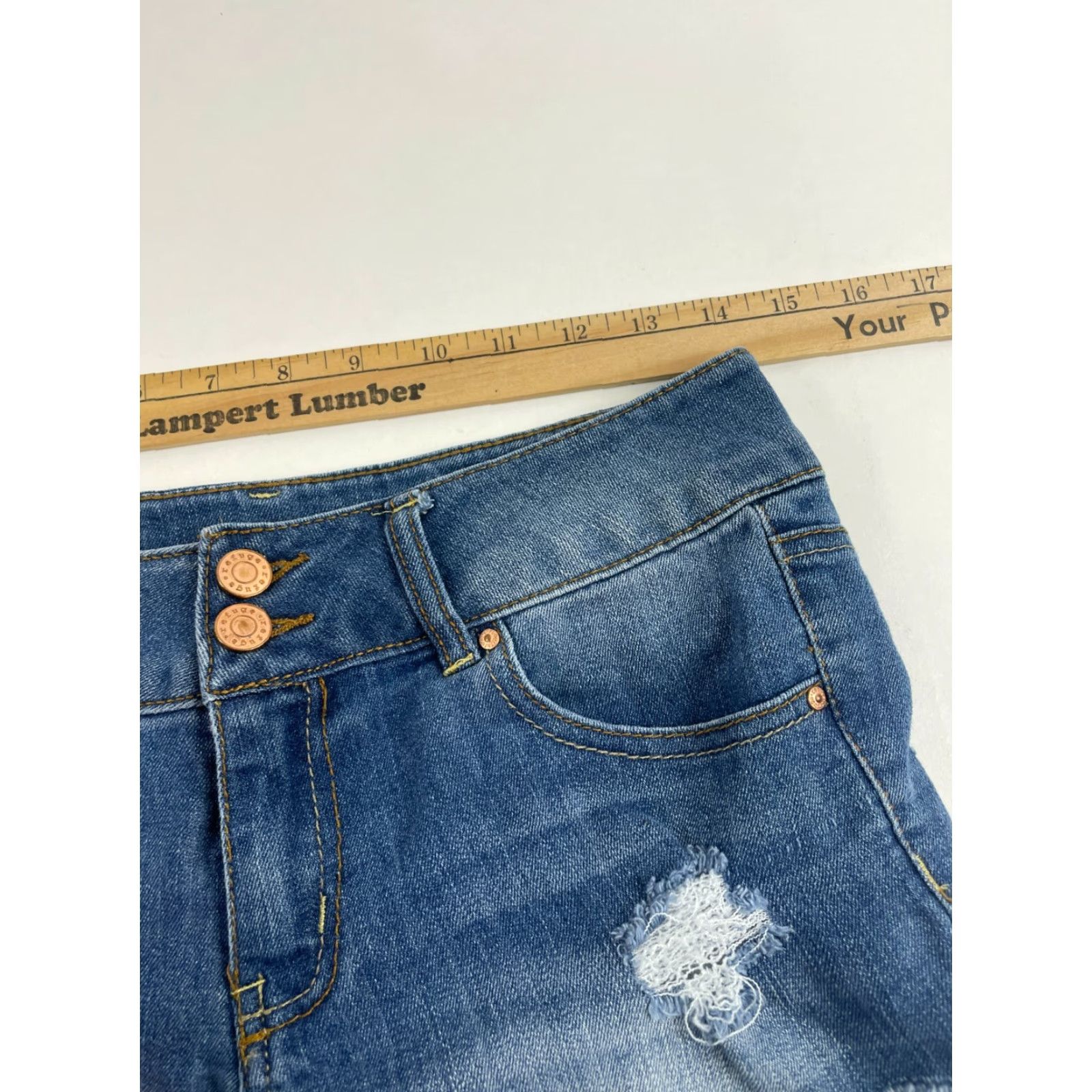 Doublet Refuge Shorts Women's 2 Blue Denim Frayed Distressed Cut-Off Double Button Size 26" / US 2 / IT 38 - 3 Thumbnail