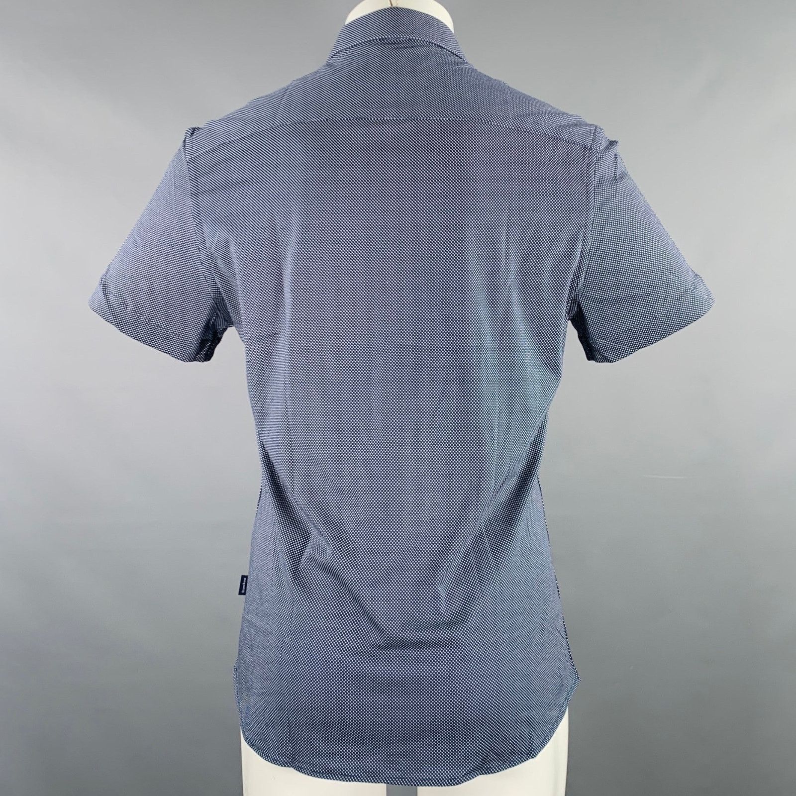 Stone Rose Navy White Dots Cotton Spread Collar Short Sleeve Shirt Size US S / EU 44-46 / 1 - 4 Thumbnail