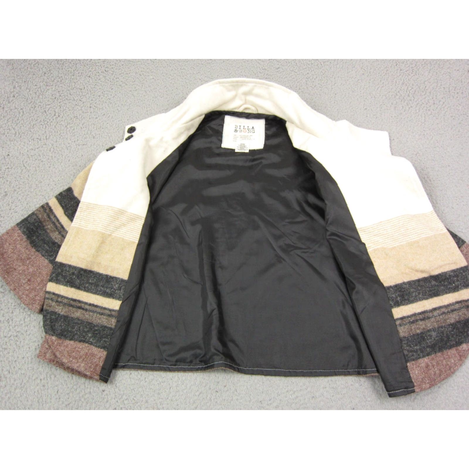 Billabong VINTAGE Billabong Jacket Womens Small Creme Striped Wool Cropped 90s Brown Size S / US 4 / IT 40 - 5 Thumbnail
