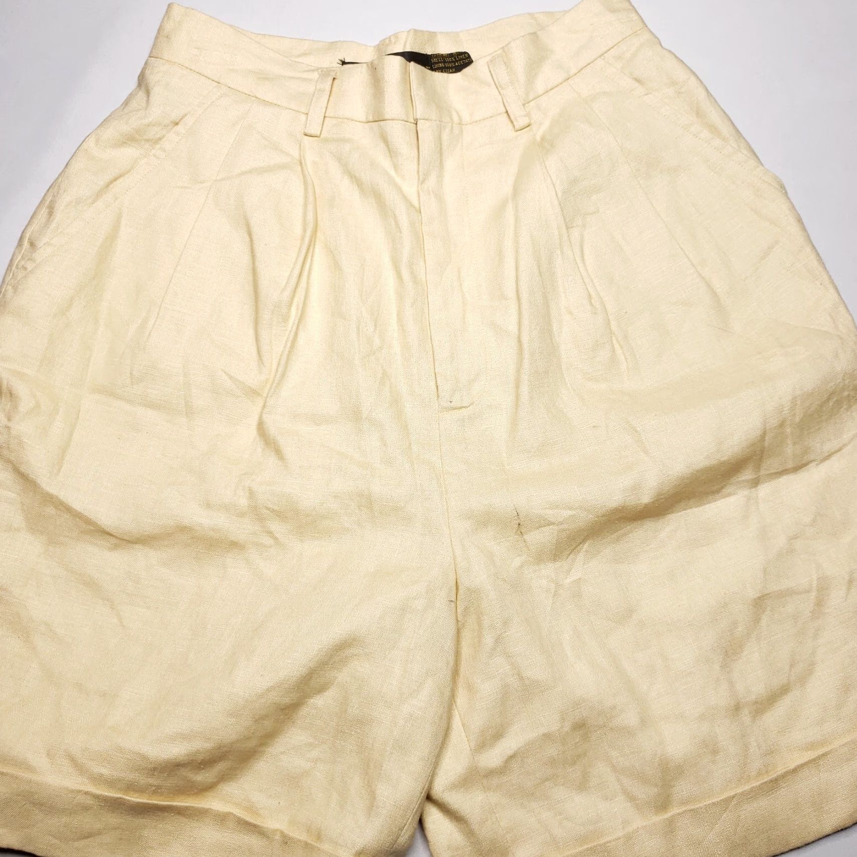 Vintage VINTAGE Classiques Entier Dressy Shorts Women Yellow 100% Linen Size 10 Inseam 7" Pleated Pockets High Rise N/A Regular Size 32" / US 10 / IT 46 - 2 Thumbnail
