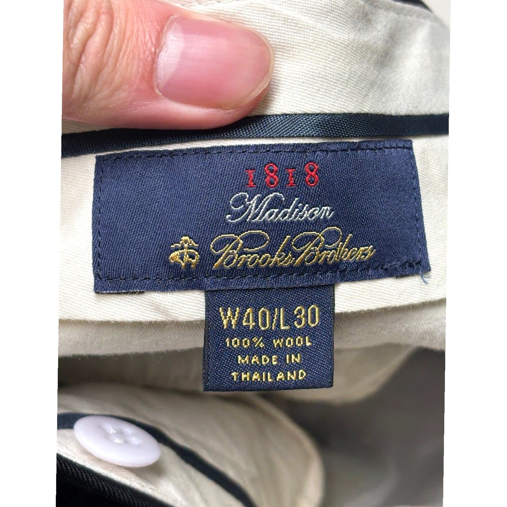 Brooks Brothers Brooks Brothers 1818 Madison Dress Pants Navy Blue 40x28 Wool Pleated Front Button Zip Pockets Classic Mens (Regular) Size US 40 / EU 56 - 5 Thumbnail
