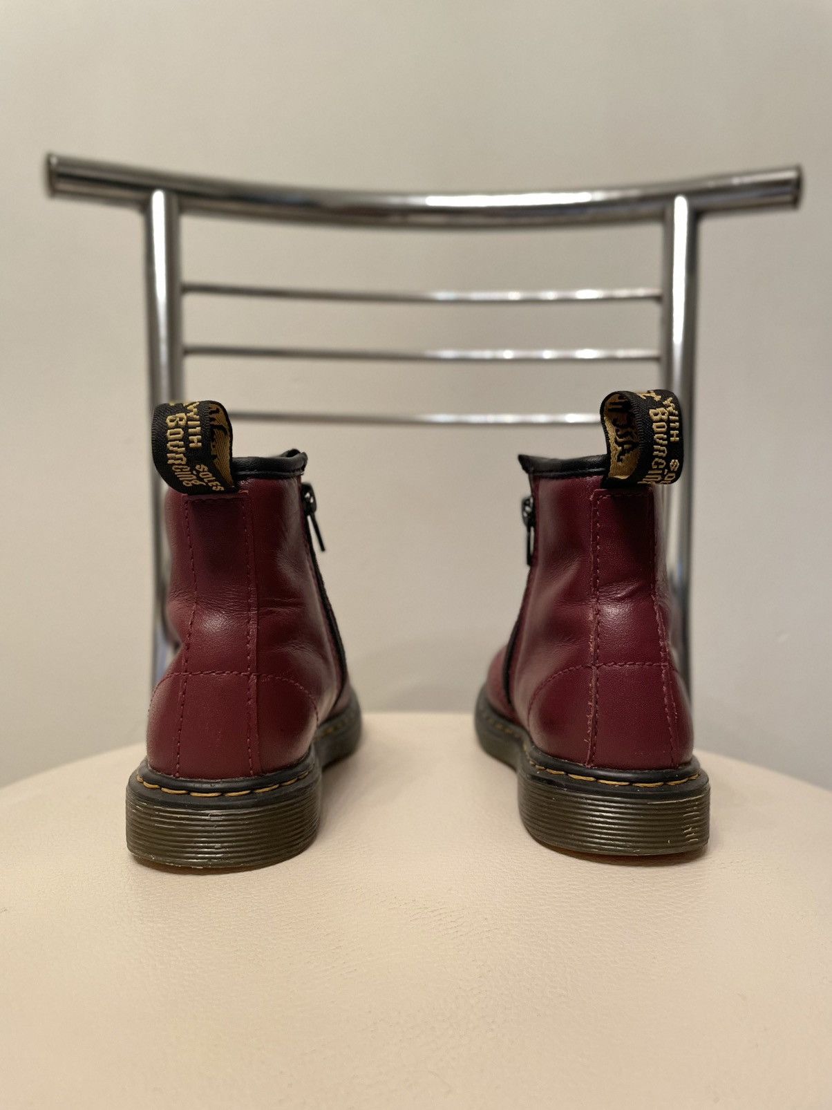 Children of the discordance × Dr. Martens × Red Wing Unisex DR.MARTENS Brooklee 1460 Leather Cherry Zip High-Top Boots Kids UK9 US 10 Size US 4 / IT 34 - 19 Thumbnail