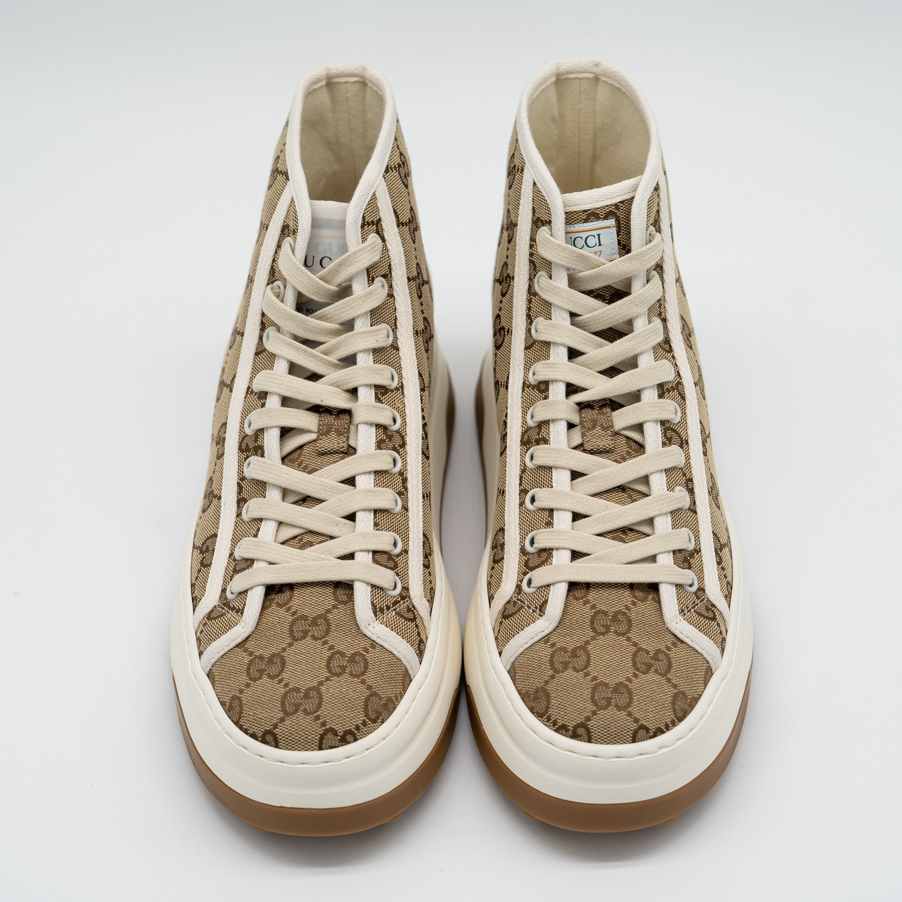 Gucci Gucci Tennis Platform GG Canvas Beige Brown Sneakers High Size US 11 / EU 44 - 3 Thumbnail