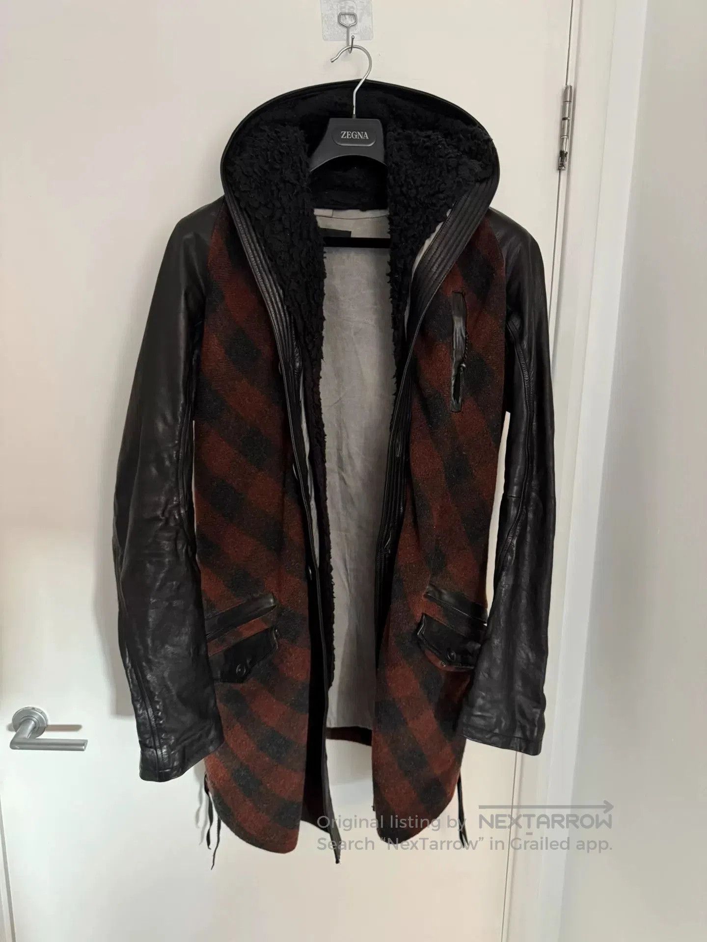 KMRii wool and leather hooded jacket. Size US M / EU 48-50 / 2 - 1 Thumbnail