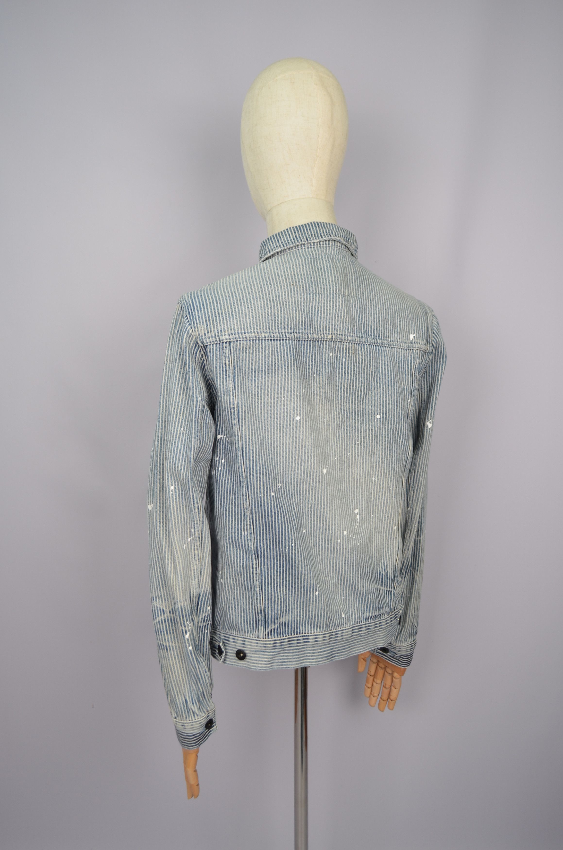 Designer × Prps PRPS Hickory Paint-Splattered Stripe Denim Jacket Sz M RARE Size US M / EU 48-50 / 2 - 12 Thumbnail