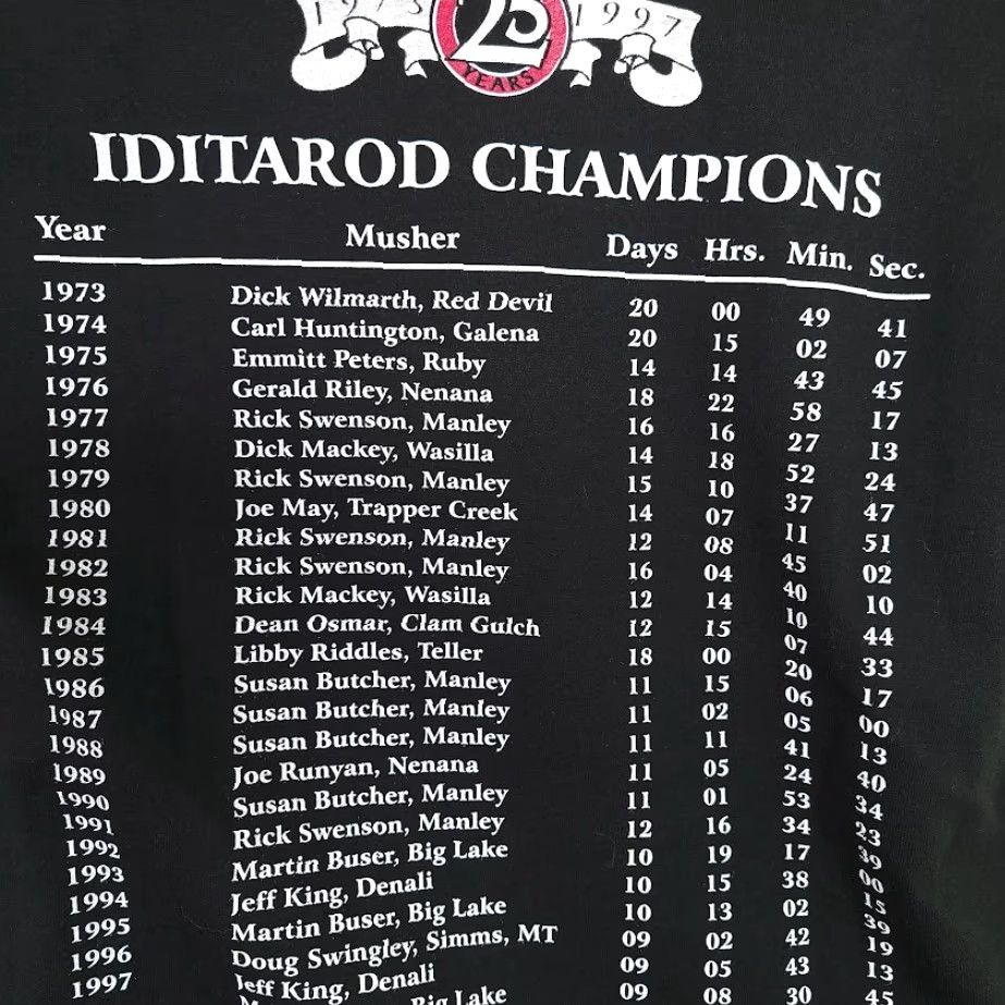 Jerzees VINTAGE Alaska Iditarod T Shirt Mens Size Medium 90s 1997 Champion Dog Sled USA Jerzees Black Cotton Crew Neck Short Sleeve Size US M / EU 48-50 / 2 - 6 Thumbnail