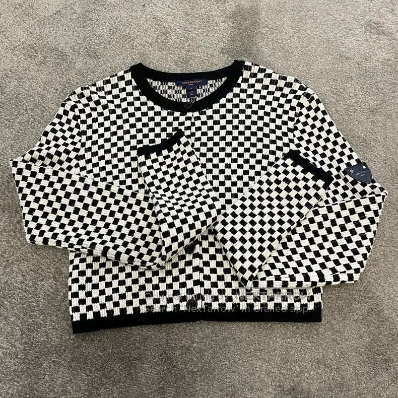 Louis Vuitton Louis Vuitton Black and white checkerboard knit cardigan s Size S / US 4 / IT 40 - 1 Thumbnail