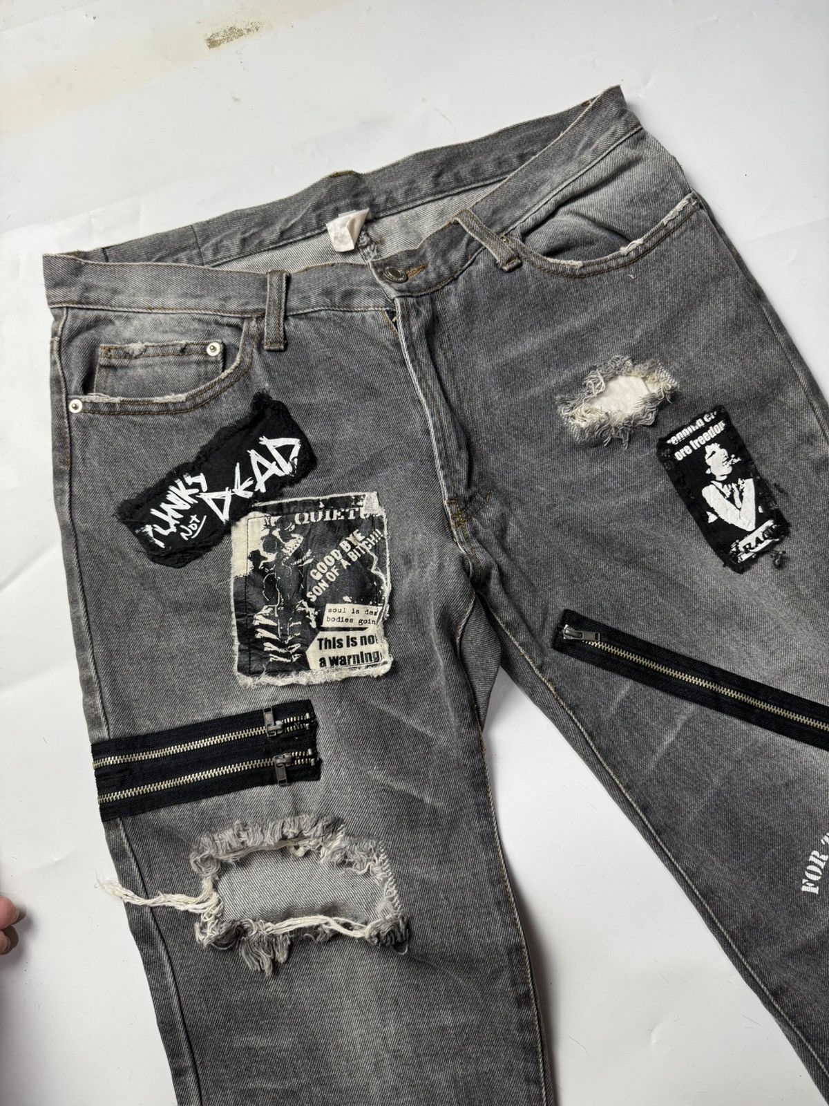 Hysteric Glamour × If Six Was Nine × Japanese Brand Sex Pot Revenge Distressed Punk Patch Denim Pants Size US 30 / EU 46 - 5 Thumbnail