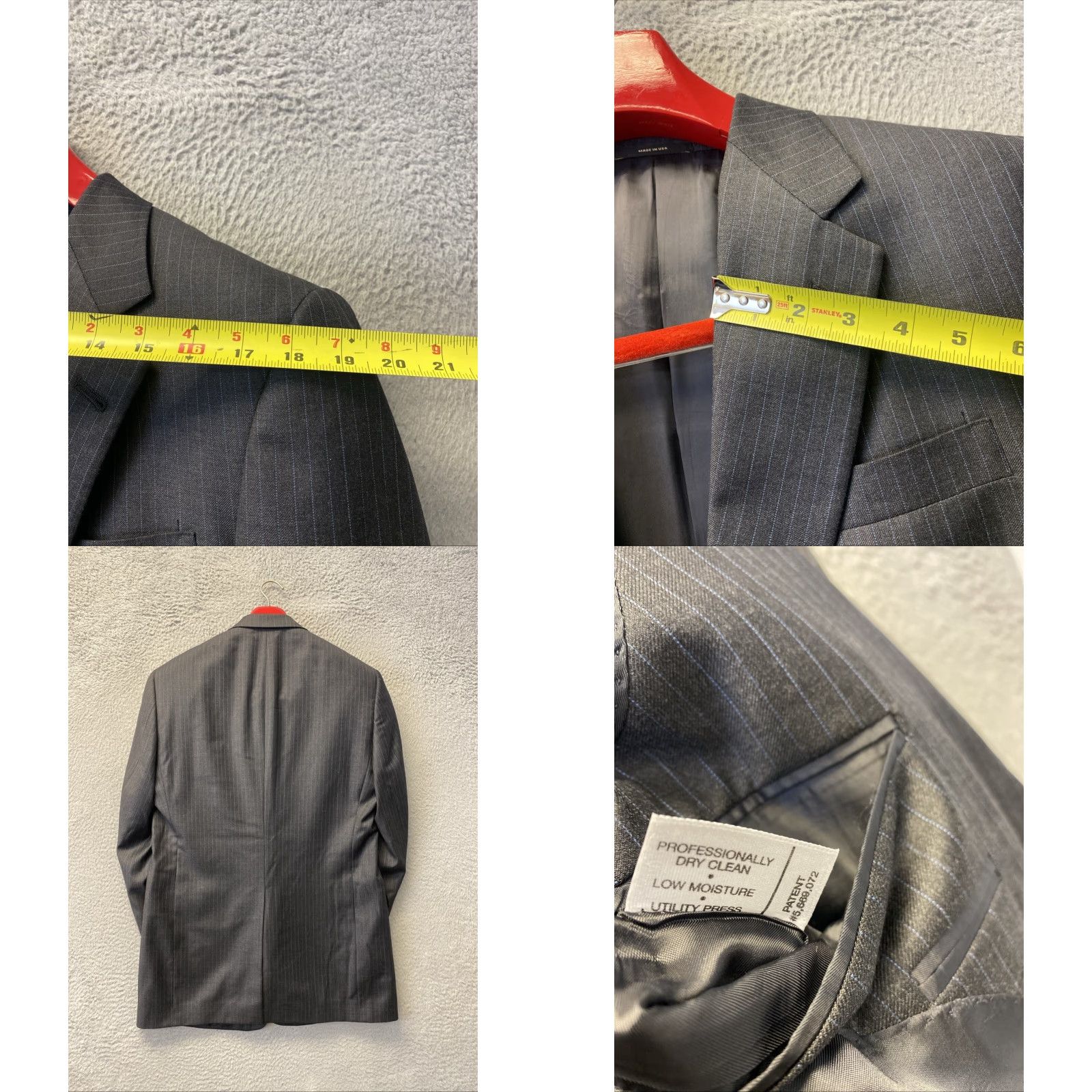 Hart Schaffner Marx HART SHAFFNER MARX Mens 2 Piece Suit Gray Wool 41L 34Wx32 /131-12 Casual Formal Business Party/Cocktail Travel Wedding Size 42R - 8 Thumbnail