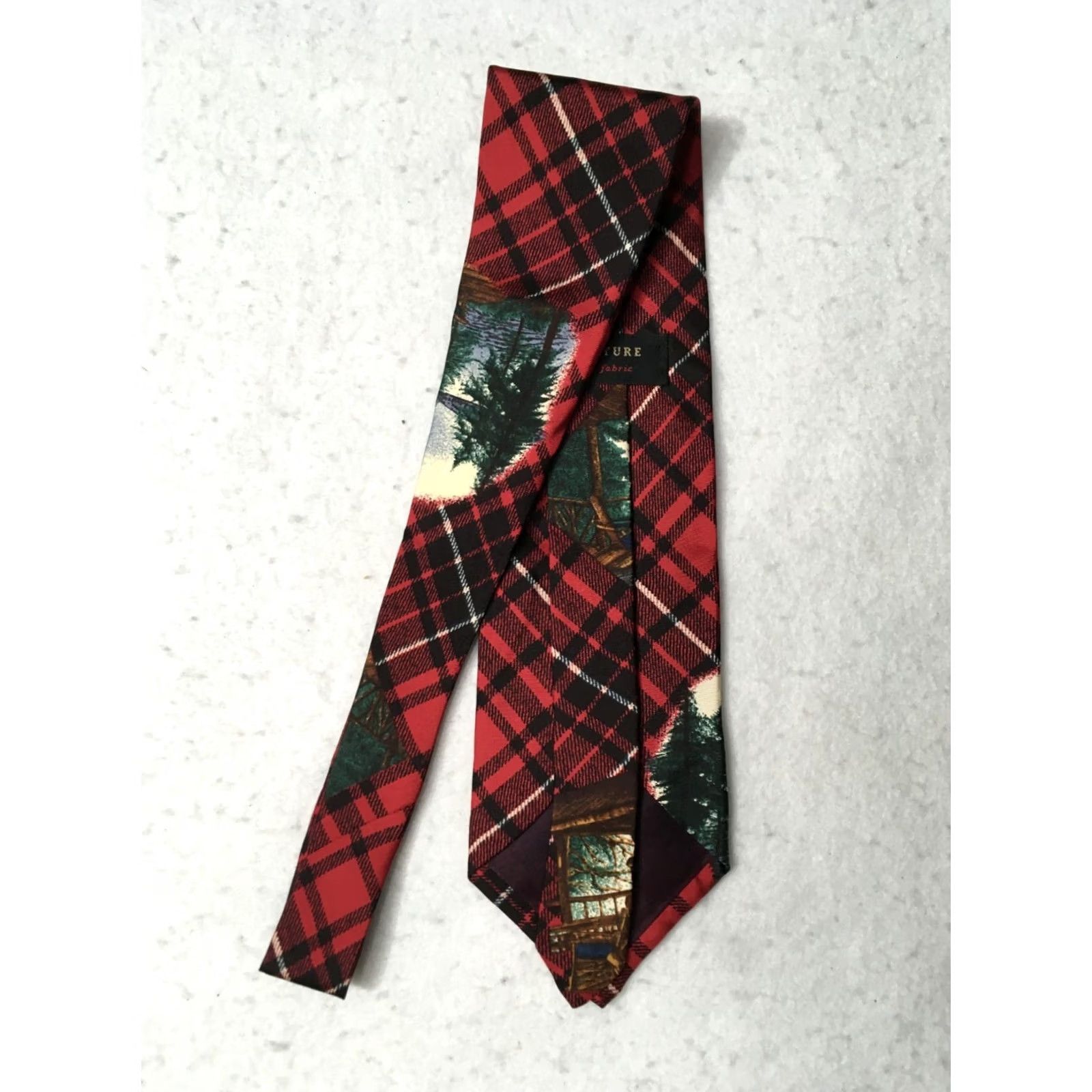 Vintage Structure Novelty Silk Tie landscape Men's Size ONE SIZE - 3 Thumbnail