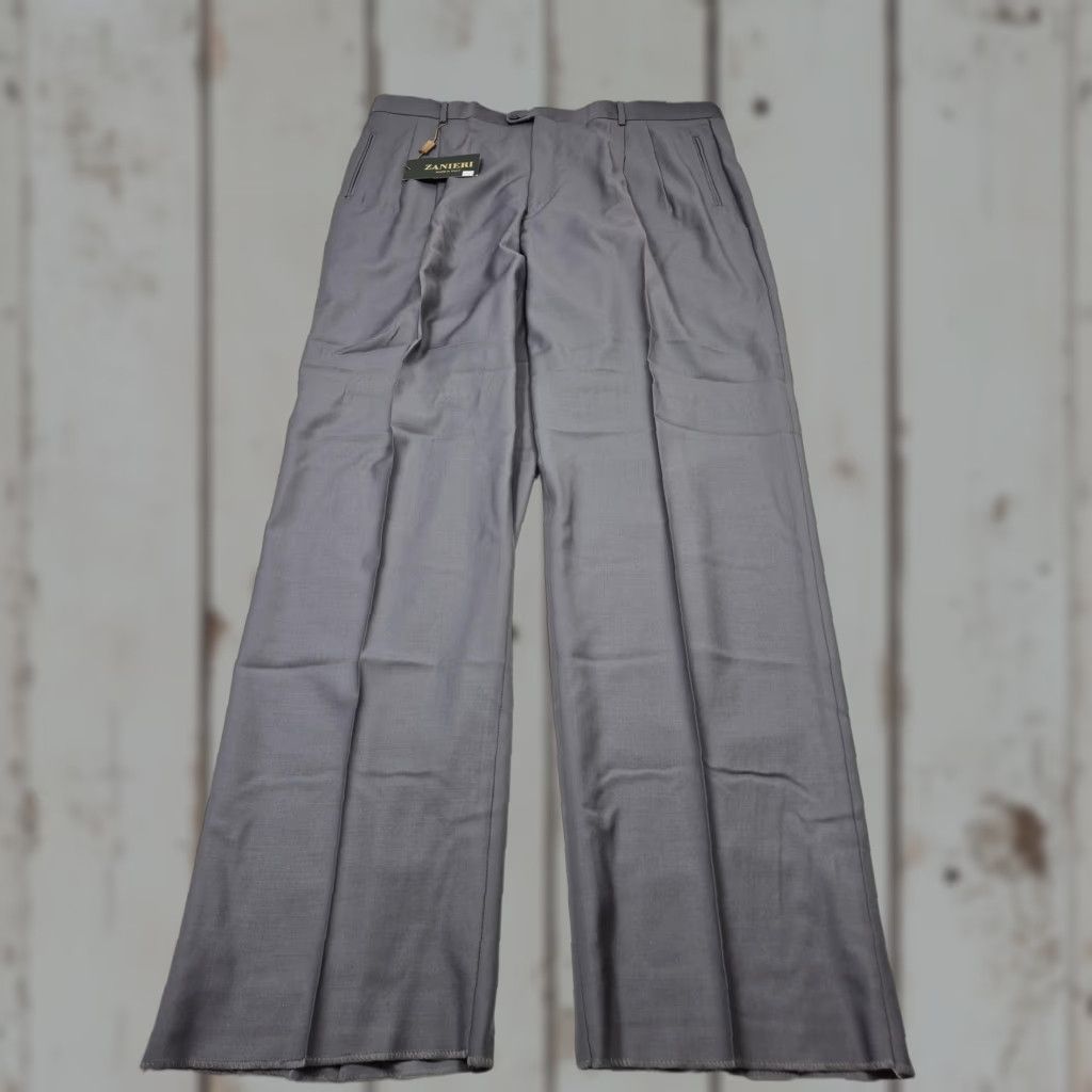 Vintage VTG Zanieri Wool Pants Mens 44x37 Gray Super 100s Pleated Italy Unhemmed NWT Size US 44 / EU 60 - 1 Thumbnail