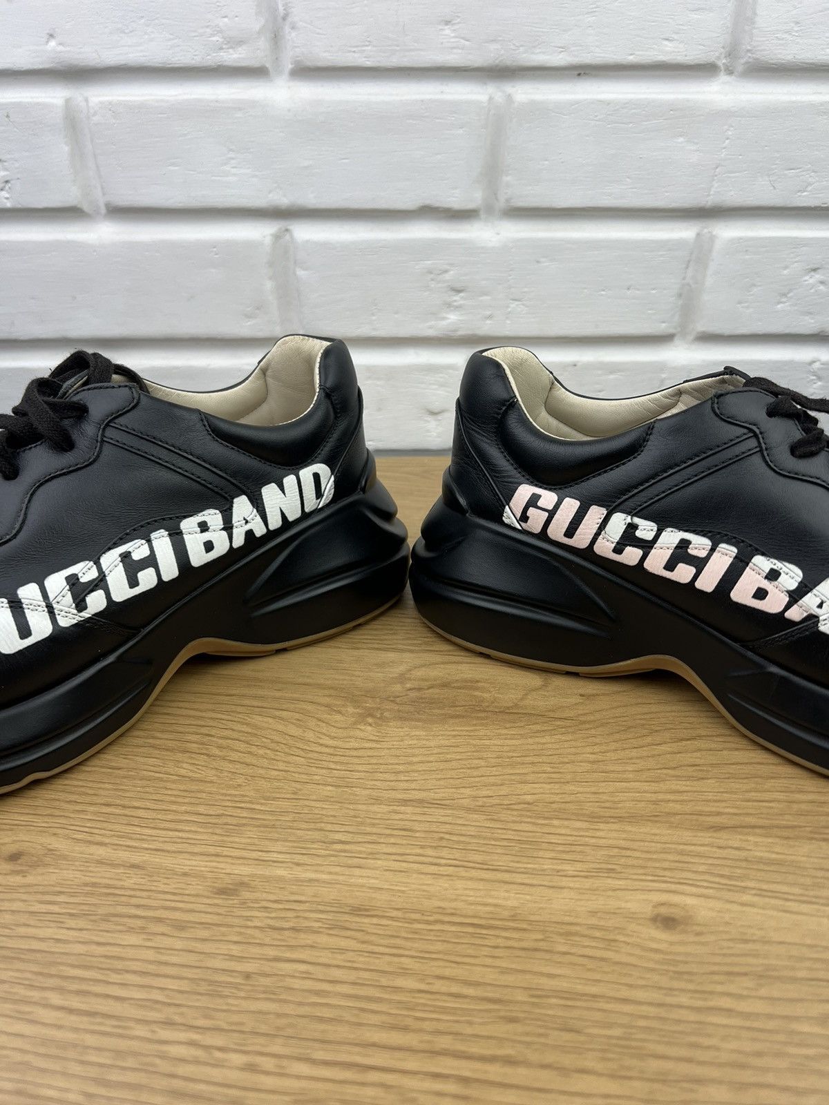 Gucci GUCCI Sneakers Leather Shoes Rhyton "Gucci Band" Black Men’s Size US 8.5 / EU 41-42 - 14 Thumbnail