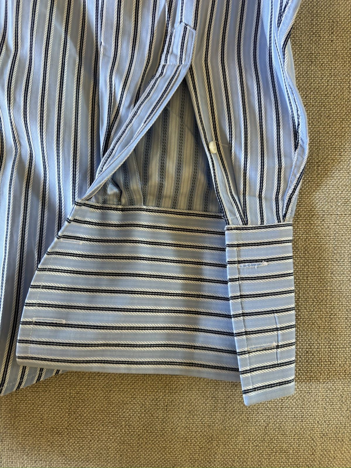 Canali CANALI Made in Italy Finely Striped French Cuff Shirt Size US XL / EU 56 / 4 - 5 Thumbnail