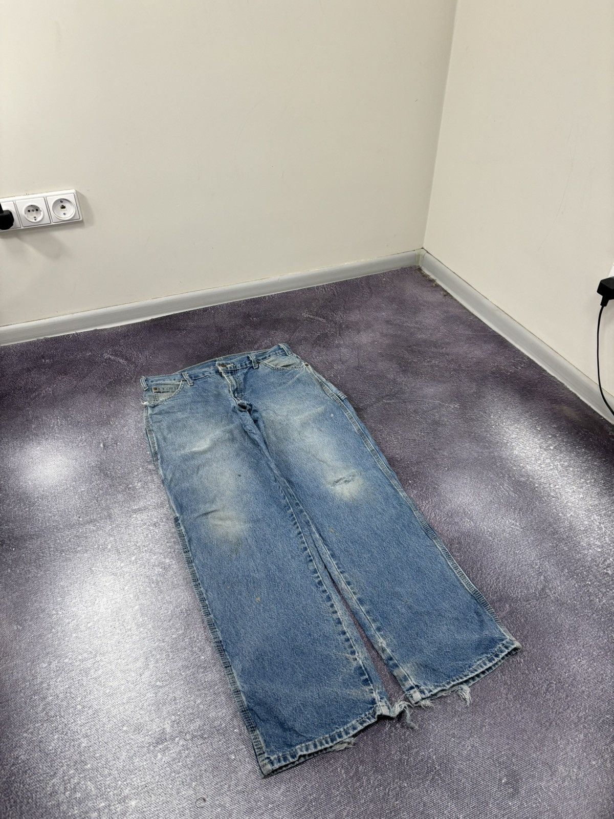 Dickies Vintage Dickies Y2K Faded Light Blue Denim Work Baggy Jeans Size US 31 - 7 Thumbnail