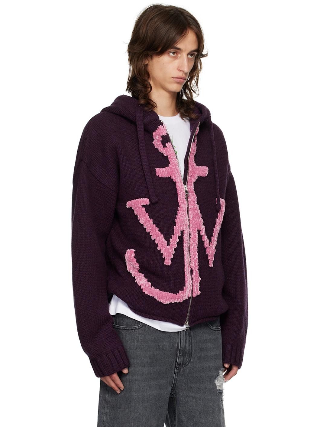 JW Anderson AW24 Purple Anchor zip knitted sweater hoodie Size US M / EU 48-50 / 2 - 6 Thumbnail