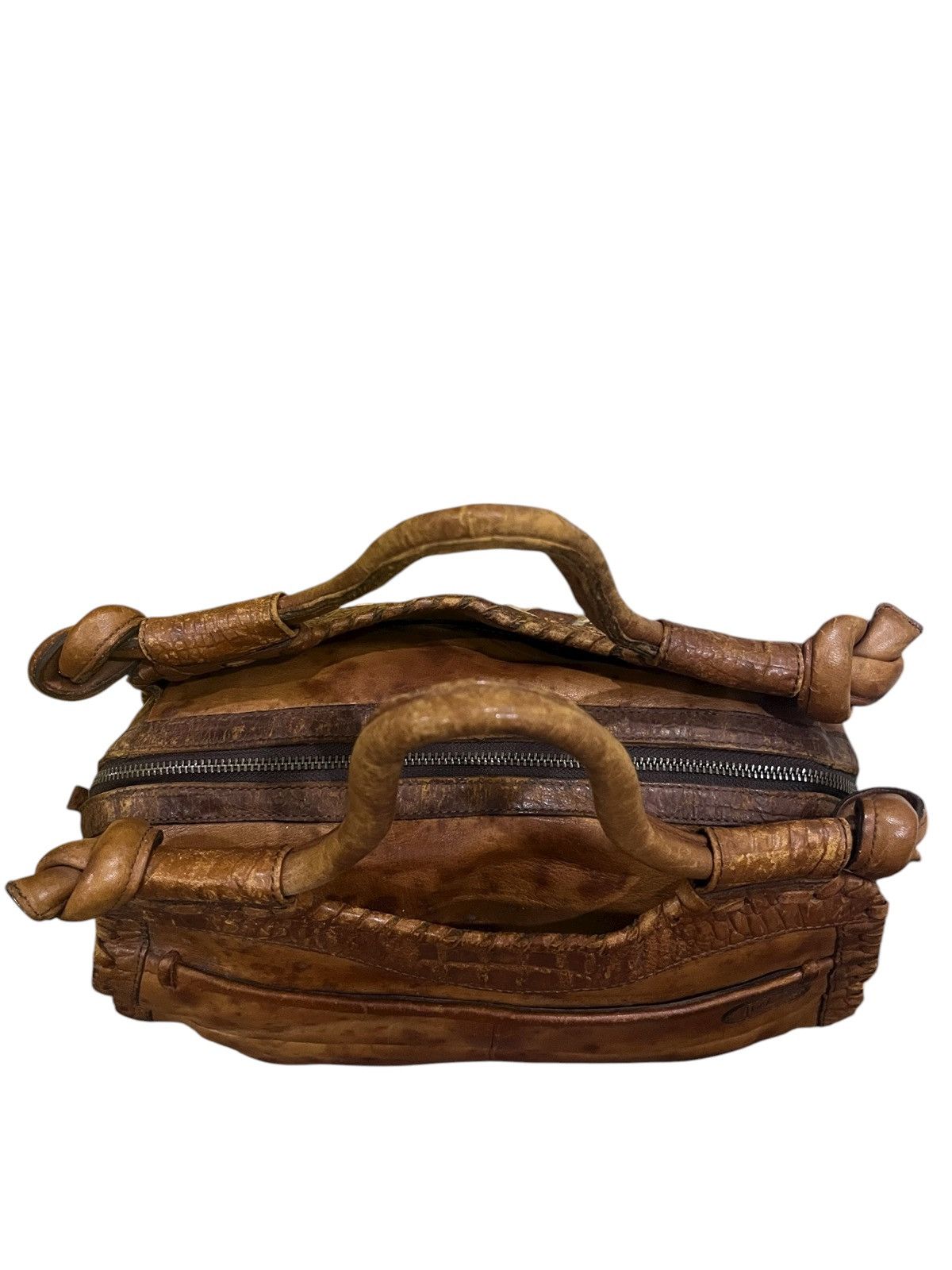 Japanese Brand vintage ibiza handle bag brown cream leather applique design Size ONE SIZE - 7 Thumbnail
