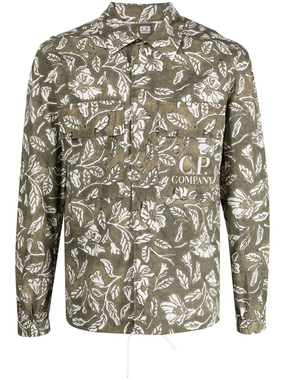 o1y1224 Patterned Shirt in Military Green/White