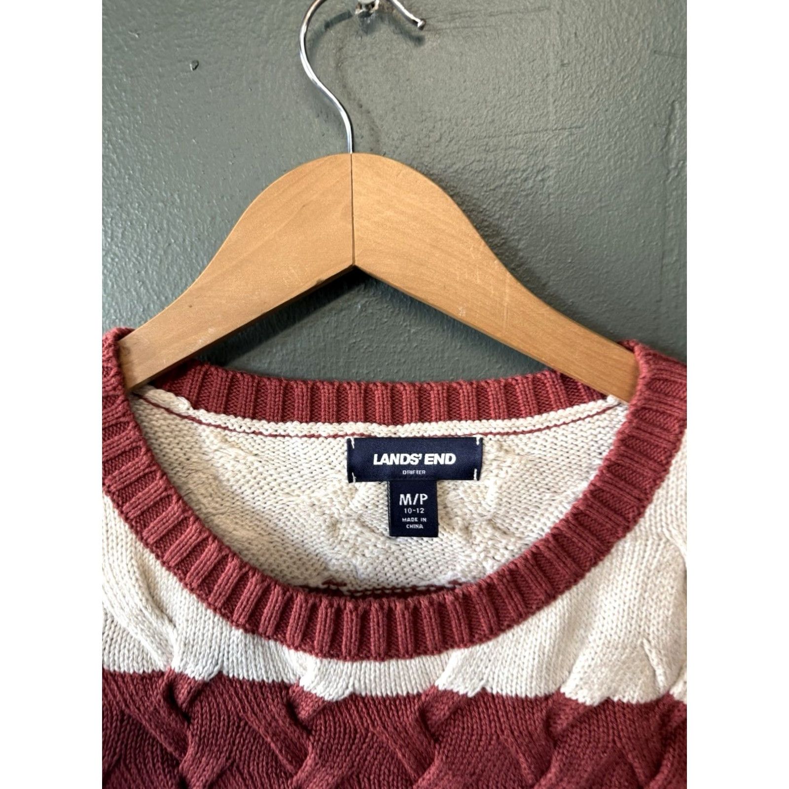 Lands' End Lands' End Womens Red Striped Knit Pullover Sweatshirt Size Medium Petite Crew Neck Size M / US 6-8 / IT 42-44 - 3 Thumbnail