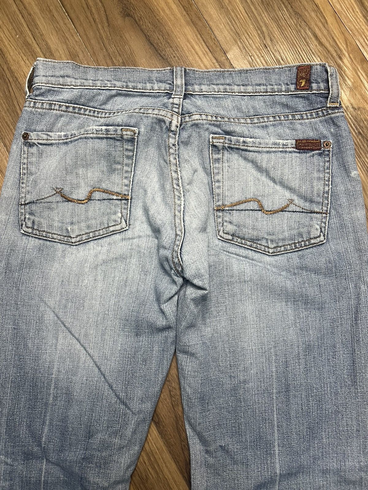 14th Addiction 7 For All Mankind Bootcut Jeans Distressed Denim (42) Size 27" / US 4 / IT 40 - 15 Thumbnail