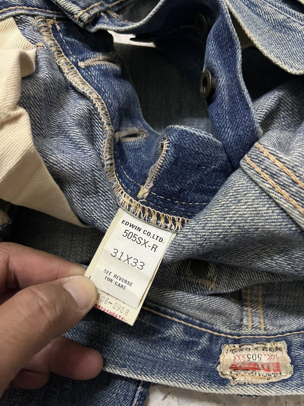 Edwin Vintage rare 80s EDWIN red selvedge rusty distressed Size US 31 - 9 Thumbnail
