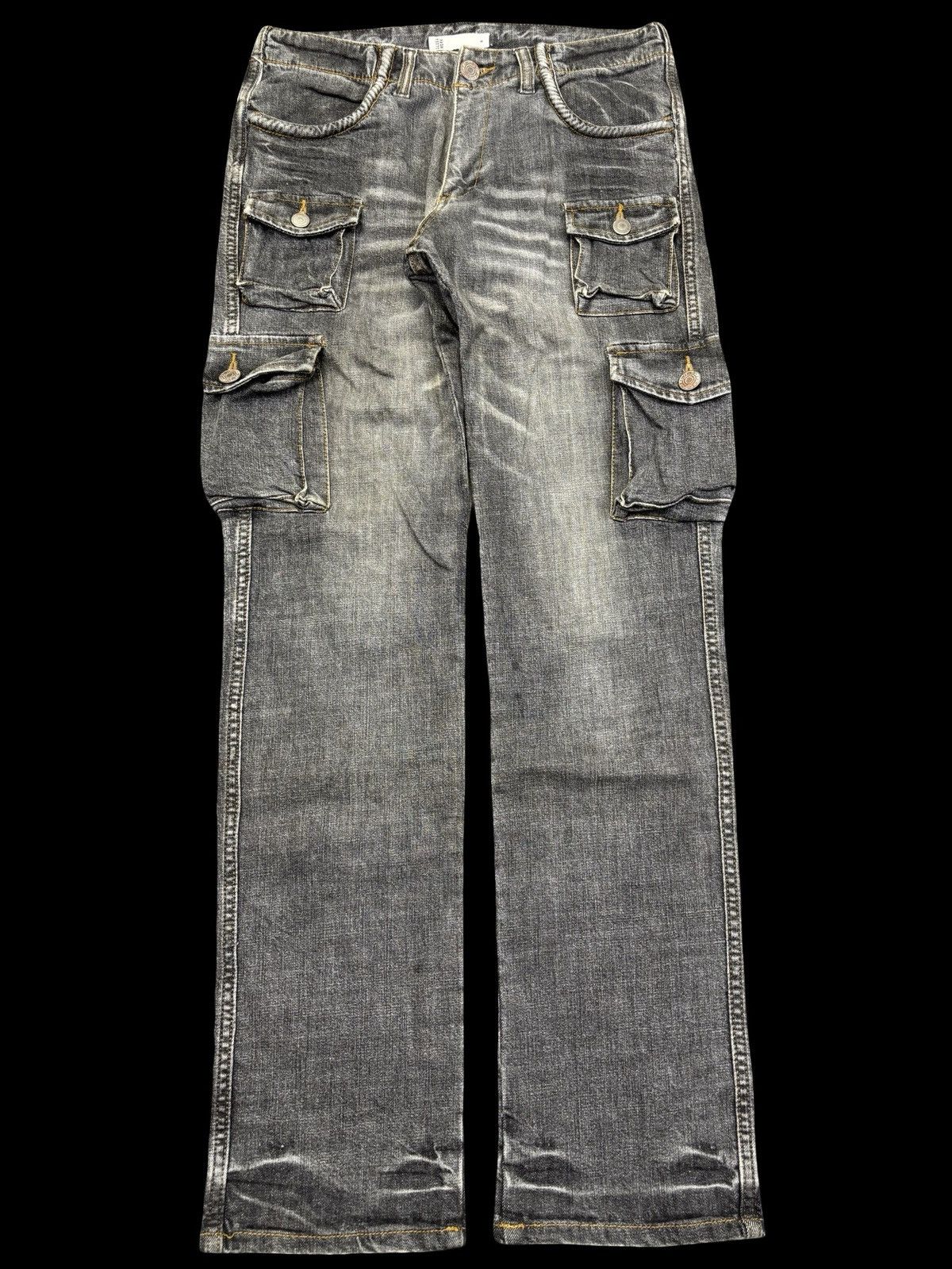 Japanese Brand 💥Multipockets💥GLOBAL WORK 3D 8 Pockets Cargo Jeans F989 Size US 31 - 1 Thumbnail