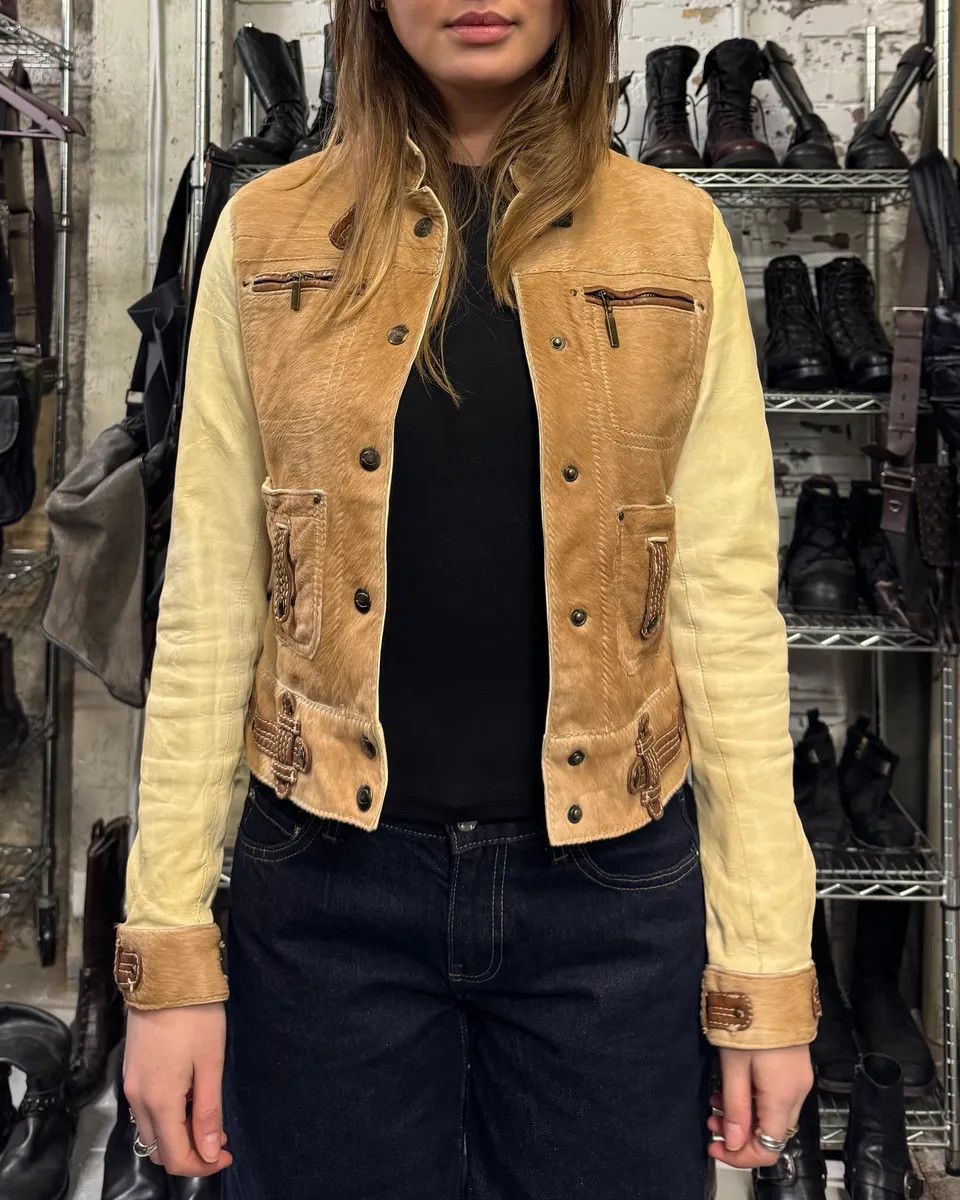 Roberto Cavalli SS2008 Cavalli Beige Hybrid Pony Hair Leather Jacket Size S / US 4 / IT 40 - 4 Thumbnail
