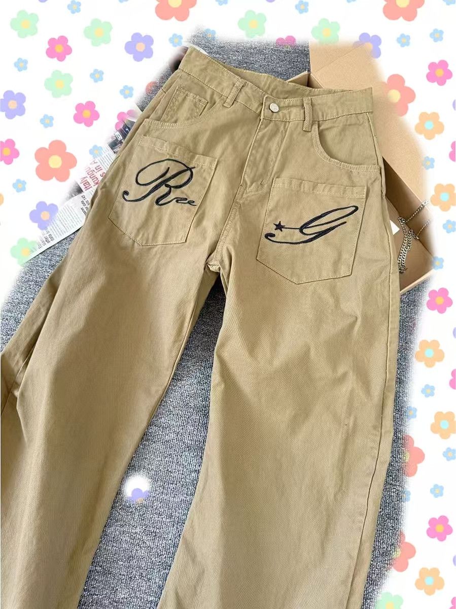 Vintage Vintage Brown Cargo Pants for Men - Loose Straight Fit Size US 32 / EU 48 - 1 Thumbnail