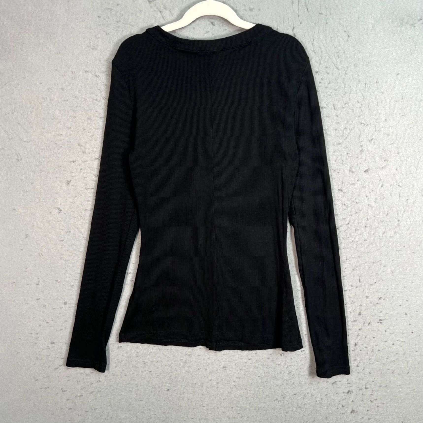 superdown Superdown Button-Up Ribbed Long Sleeve Top Womens Small Black Shirt Size S / US 4 / IT 40 - 2 Thumbnail