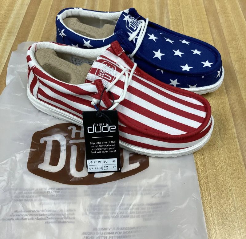 Made In Usa Hey Dude Men's Wally Patriotic American Flag Slip On | Grailed