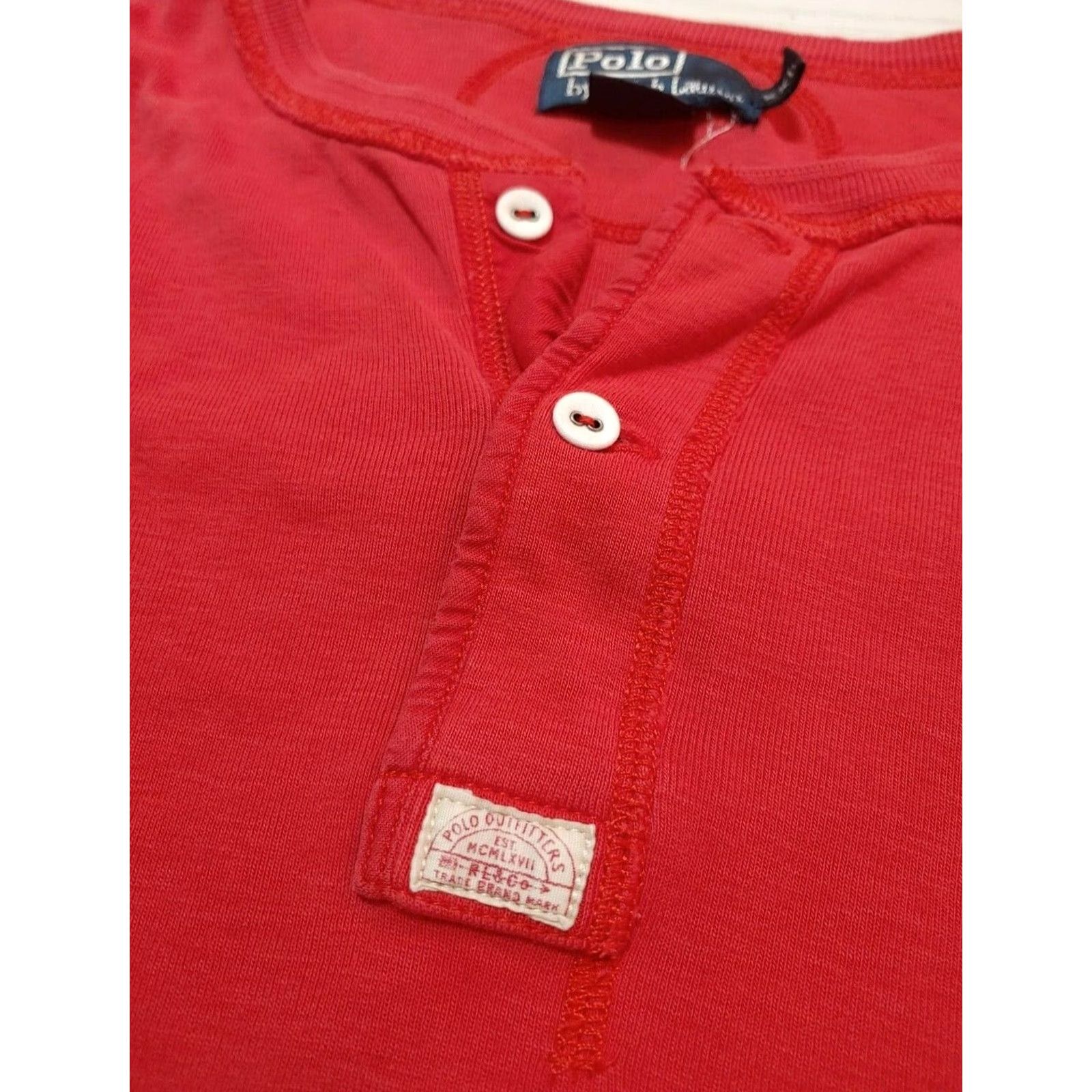 Vintage VINTAGE Polo by Ralph Lauren 1/4 Button Red Pullover Long Sleeve Shirt XXL Men Red Button-Up Polo Shirt 27in Long 24in Pit to Pit Mens Size US XXL / EU 58 / 5 - 6 Thumbnail